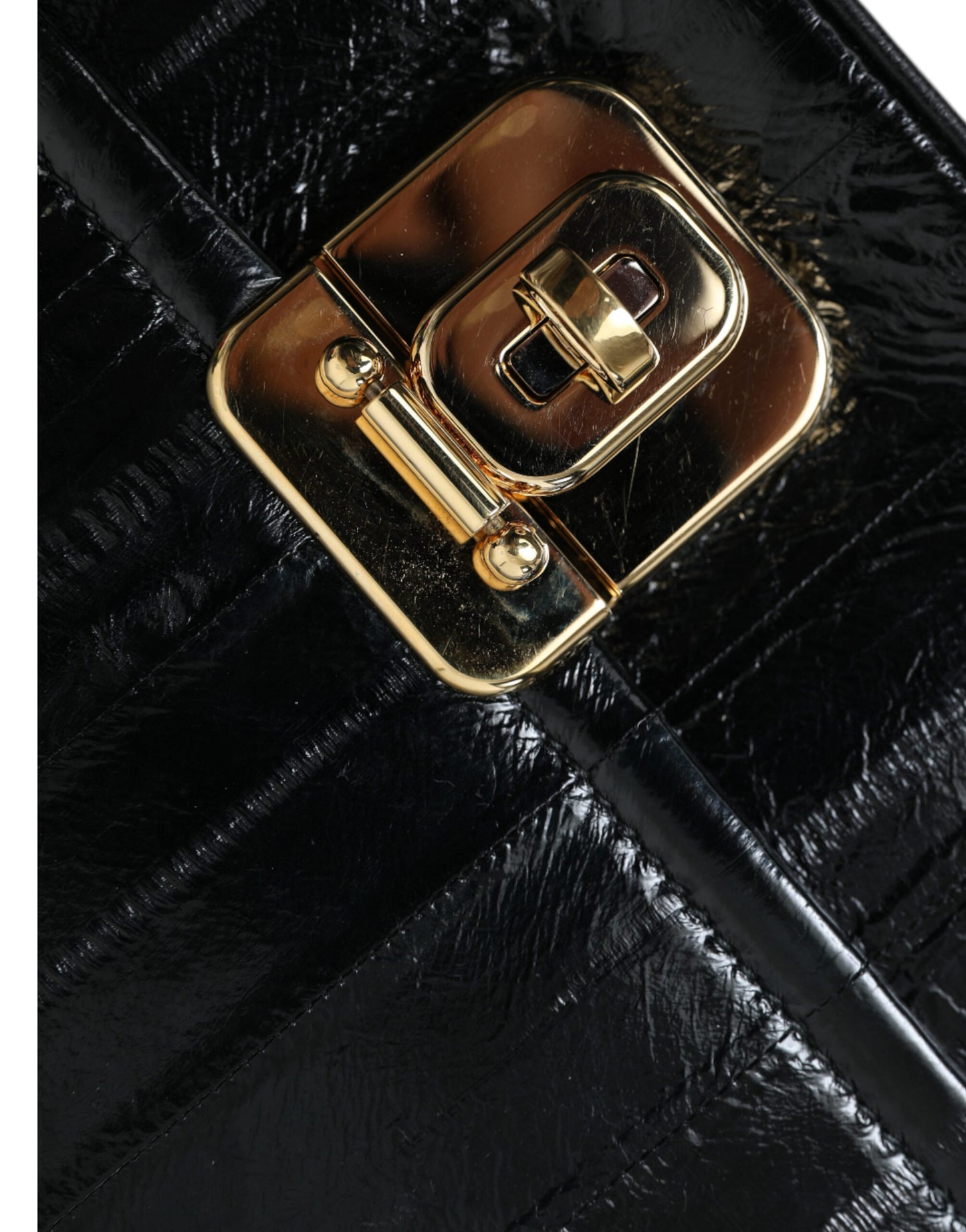 Dolce & Gabbana Black Eelskin Leather Shoulder Document Organizer Bag Dolce & Gabbana