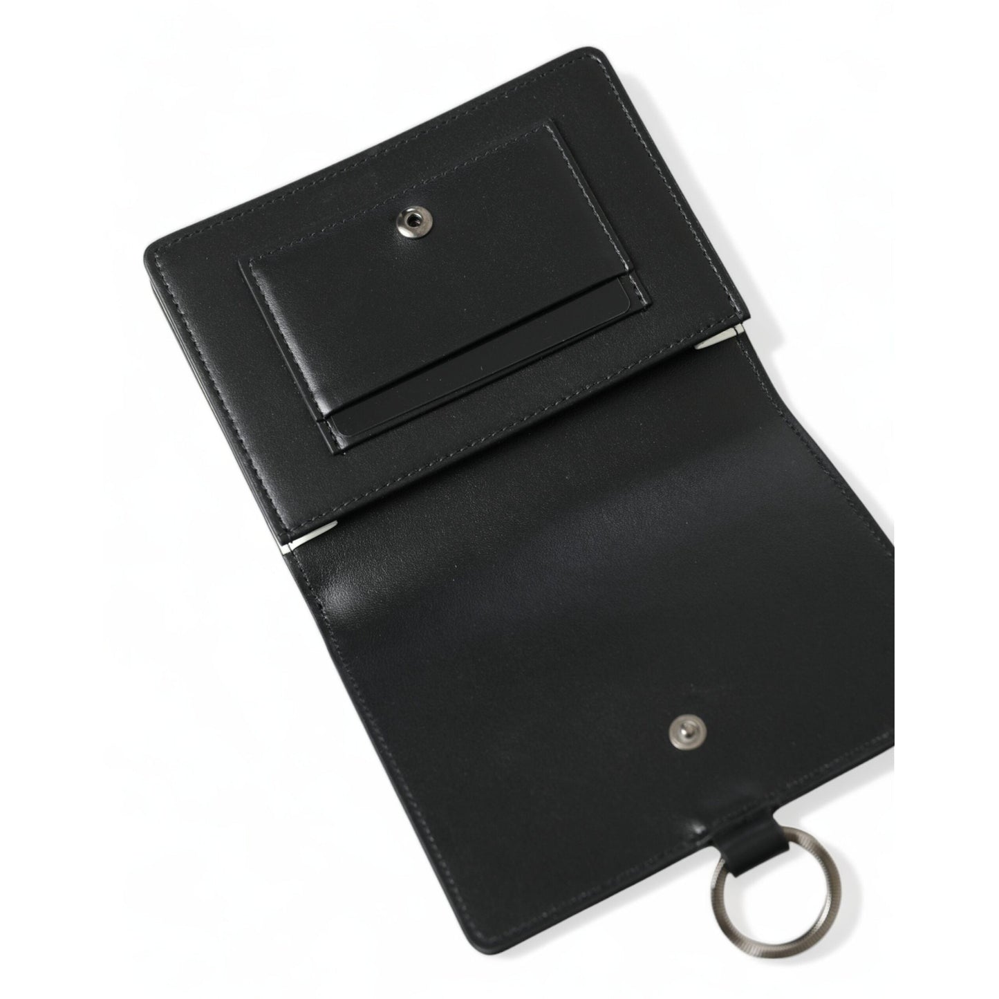 Dolce & Gabbana Black Leather Crystal Embellished Card Holder Wallet Dolce & Gabbana