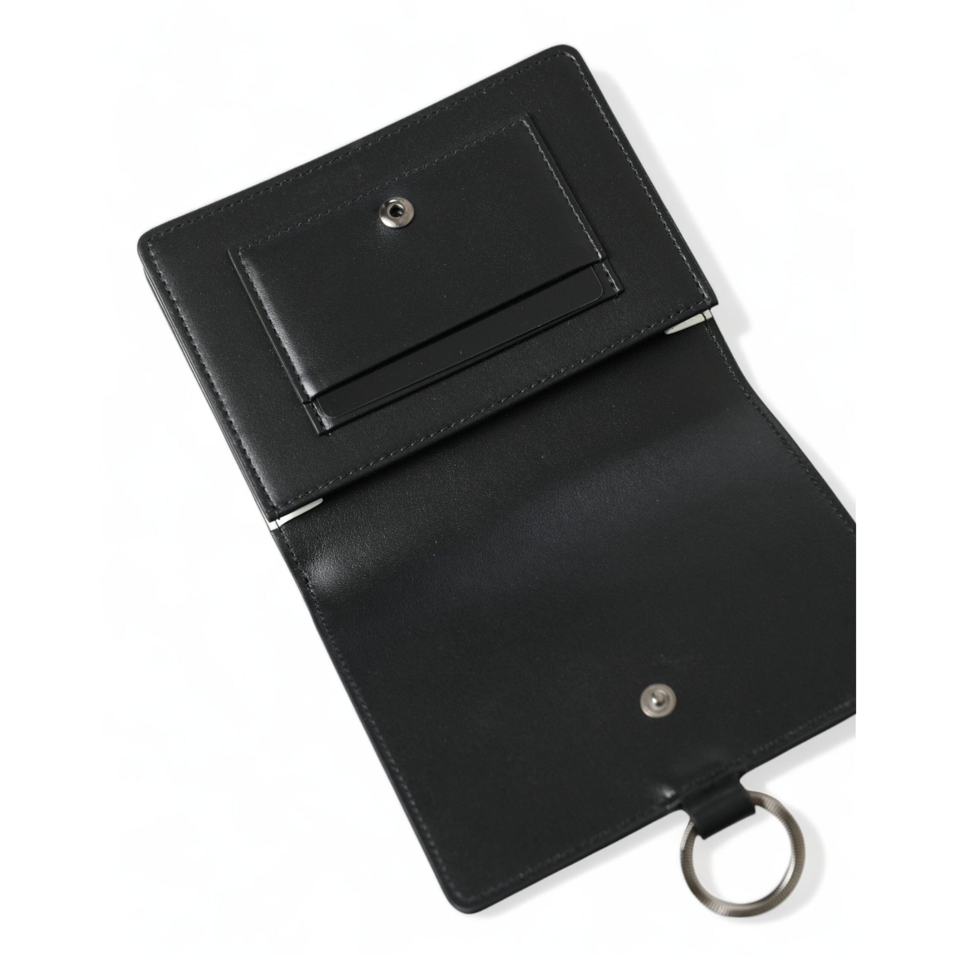 Dolce & Gabbana Black Leather Crystal Embellished Card Holder Wallet Dolce & Gabbana