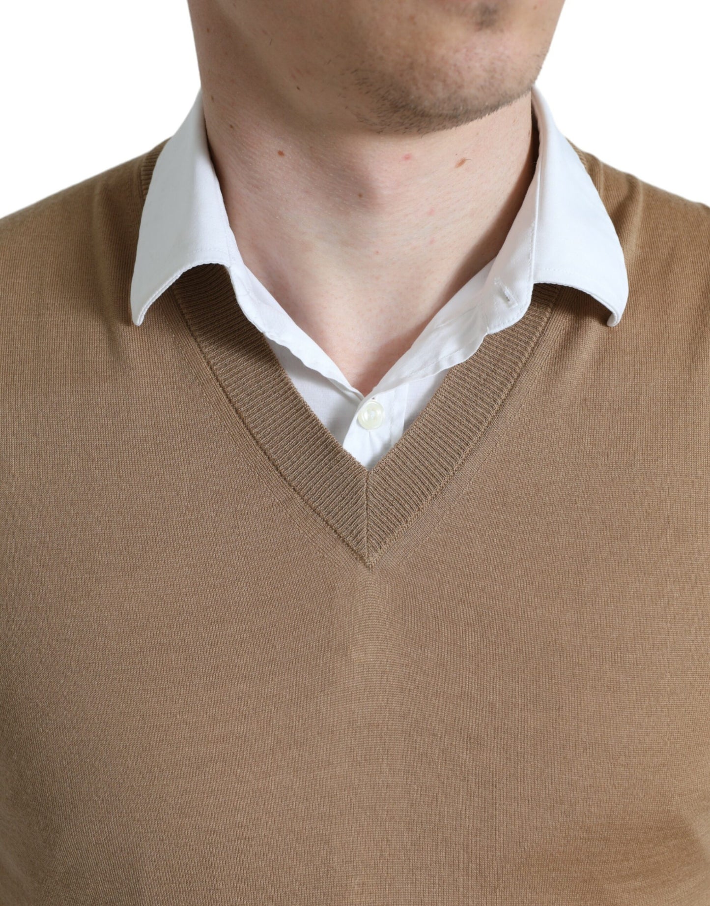 Dolce & Gabbana Brown Wool Sleeveless Pullover Sweater Dolce & Gabbana
