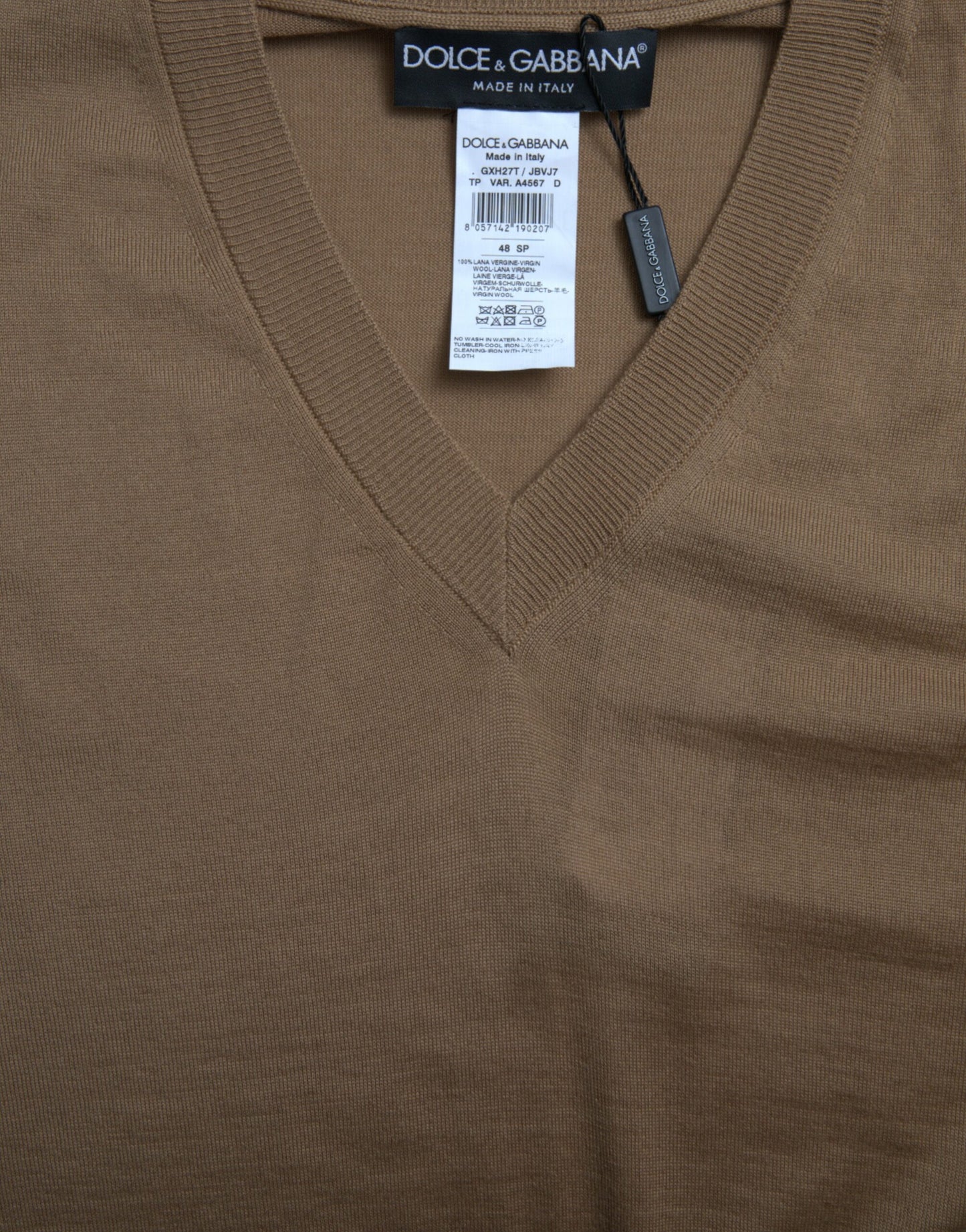 Dolce & Gabbana Brown Wool Sleeveless Pullover Sweater Dolce & Gabbana