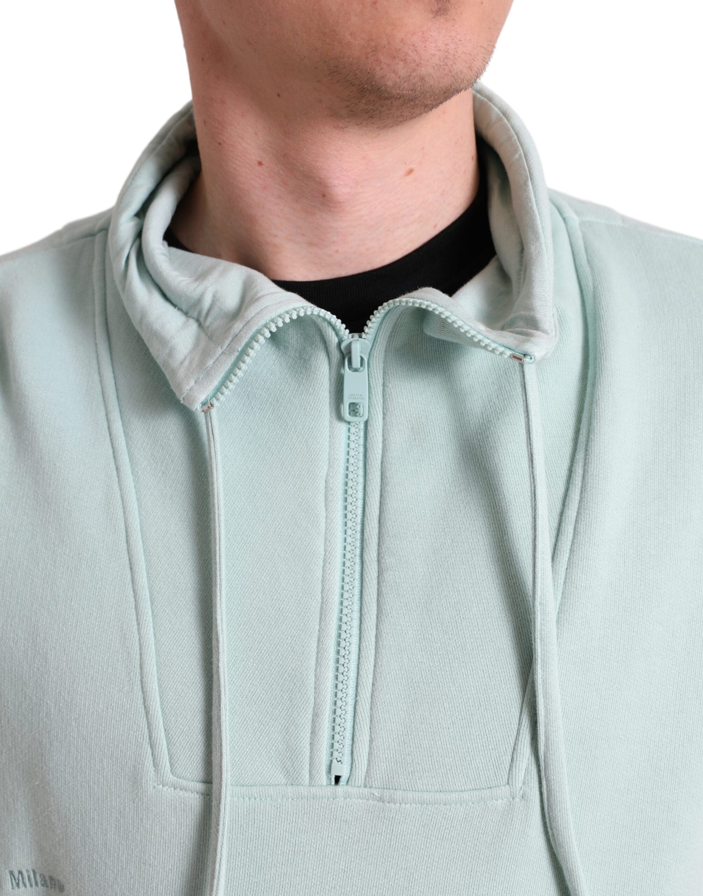 Dolce & Gabbana Mint Green Cotton Pockets Pullover Sweater Dolce & Gabbana