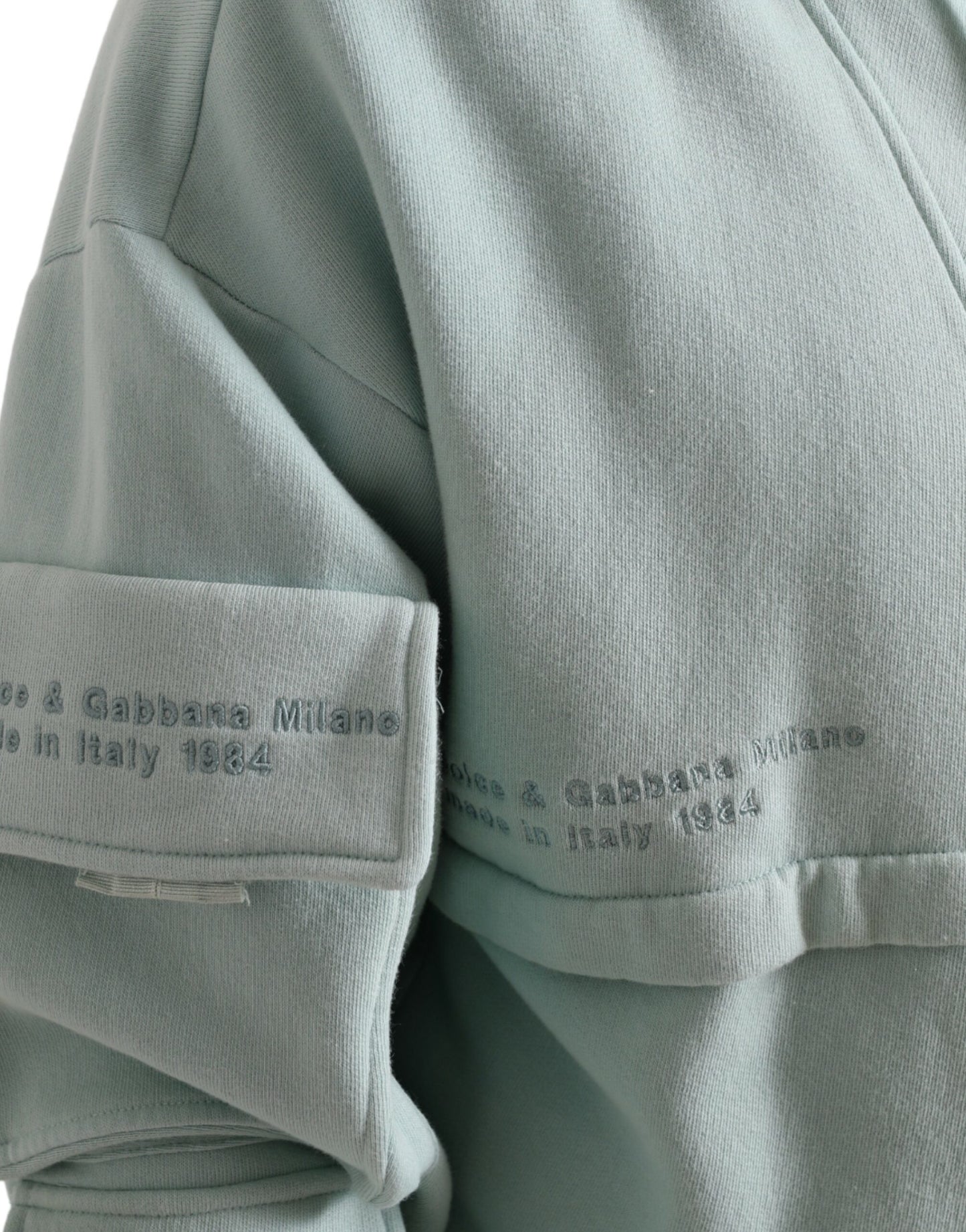 Dolce & Gabbana Mint Green Cotton Pockets Pullover Sweater Dolce & Gabbana