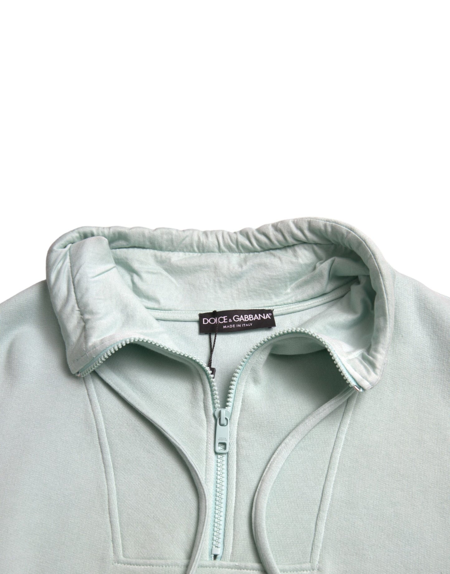 Dolce & Gabbana Mint Green Cotton Pockets Pullover Sweater Dolce & Gabbana