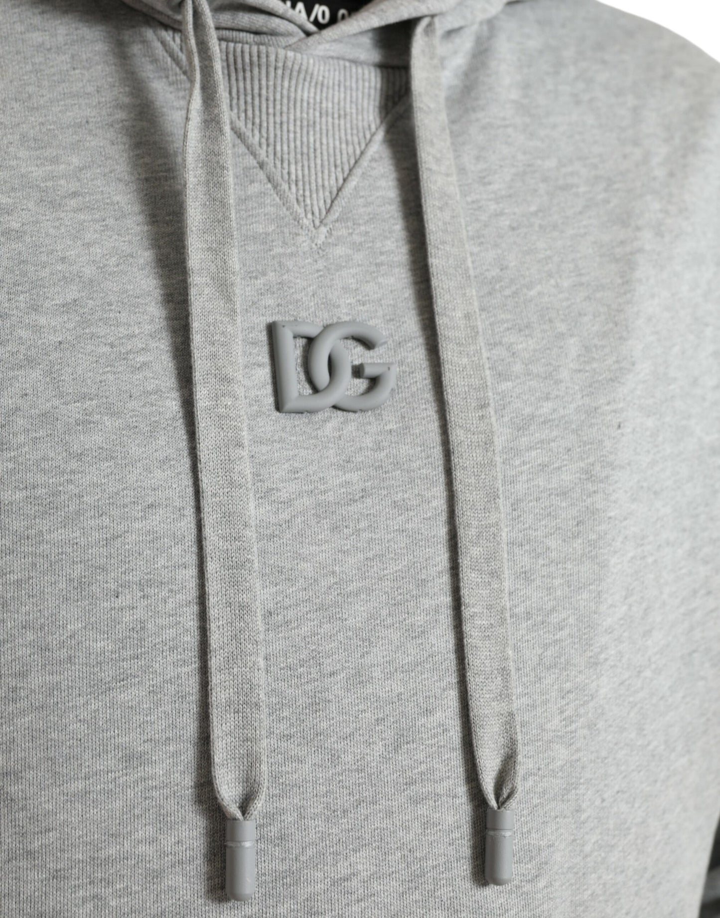 Dolce & Gabbana Gray Cotton Logo Hooded Sweatshirt Sweater Dolce & Gabbana