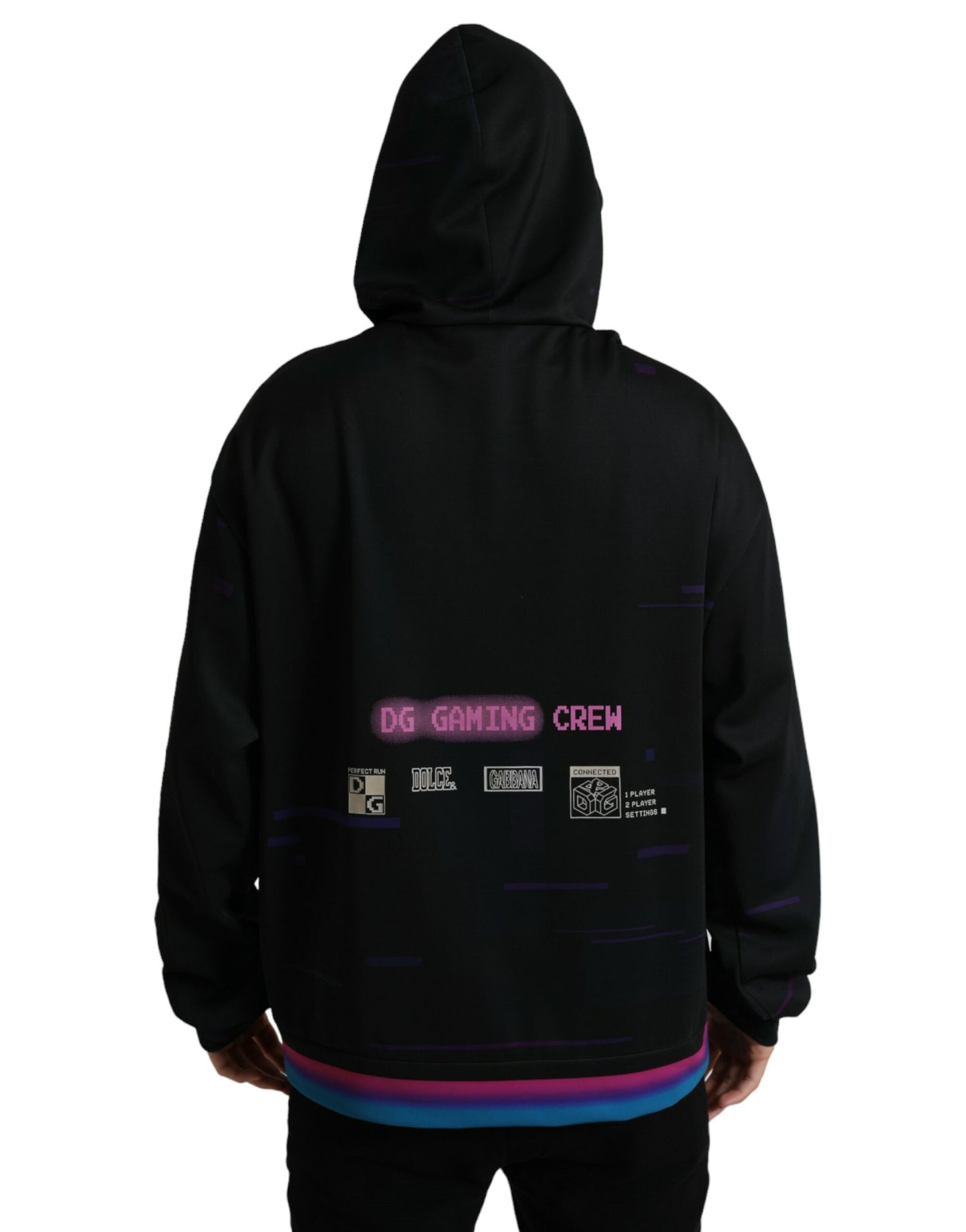 Dolce & Gabbana Black Logo Print Hooded Sweatshirt Sweater Dolce & Gabbana