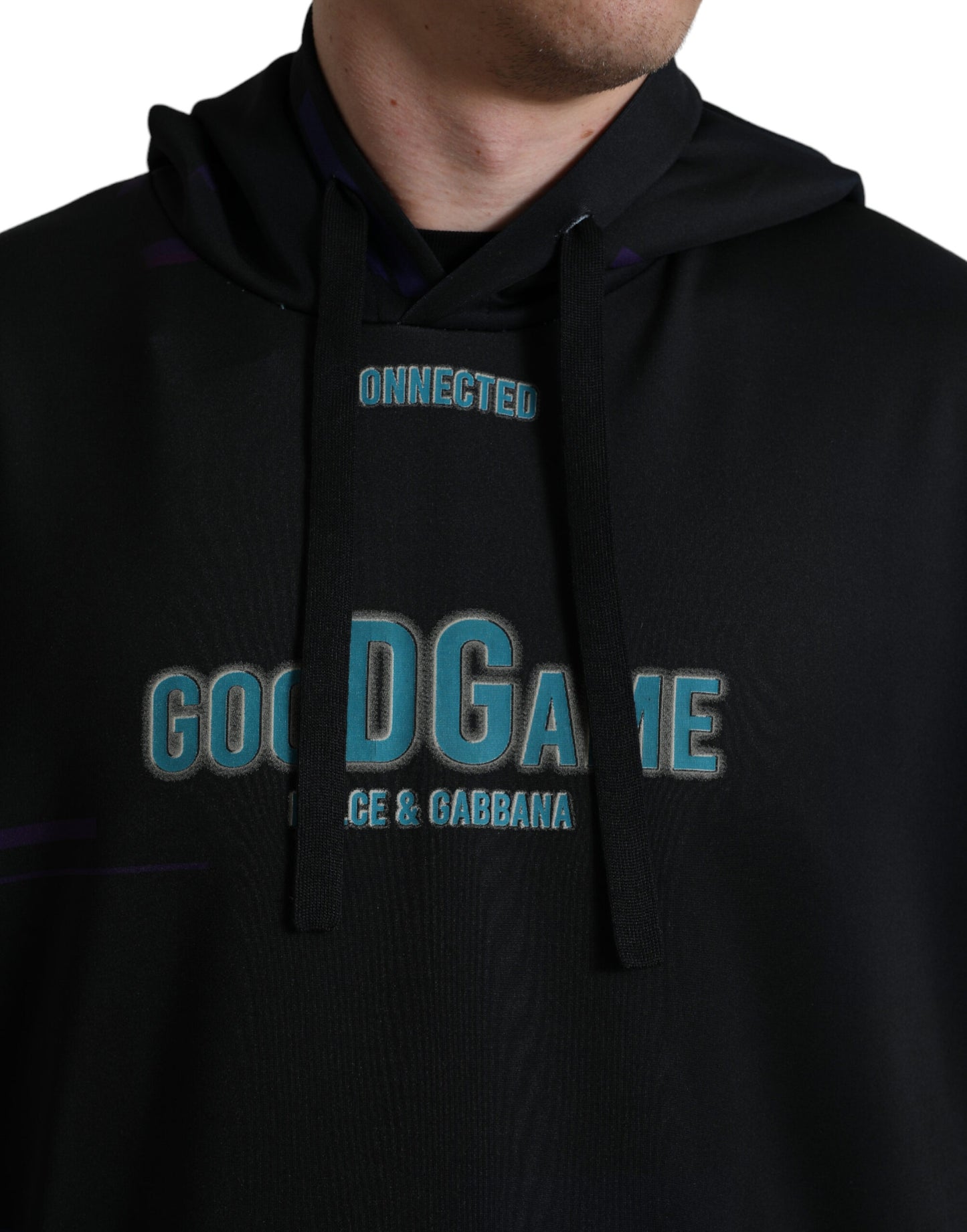 Dolce & Gabbana Black Logo Print Hooded Sweatshirt Sweater Dolce & Gabbana