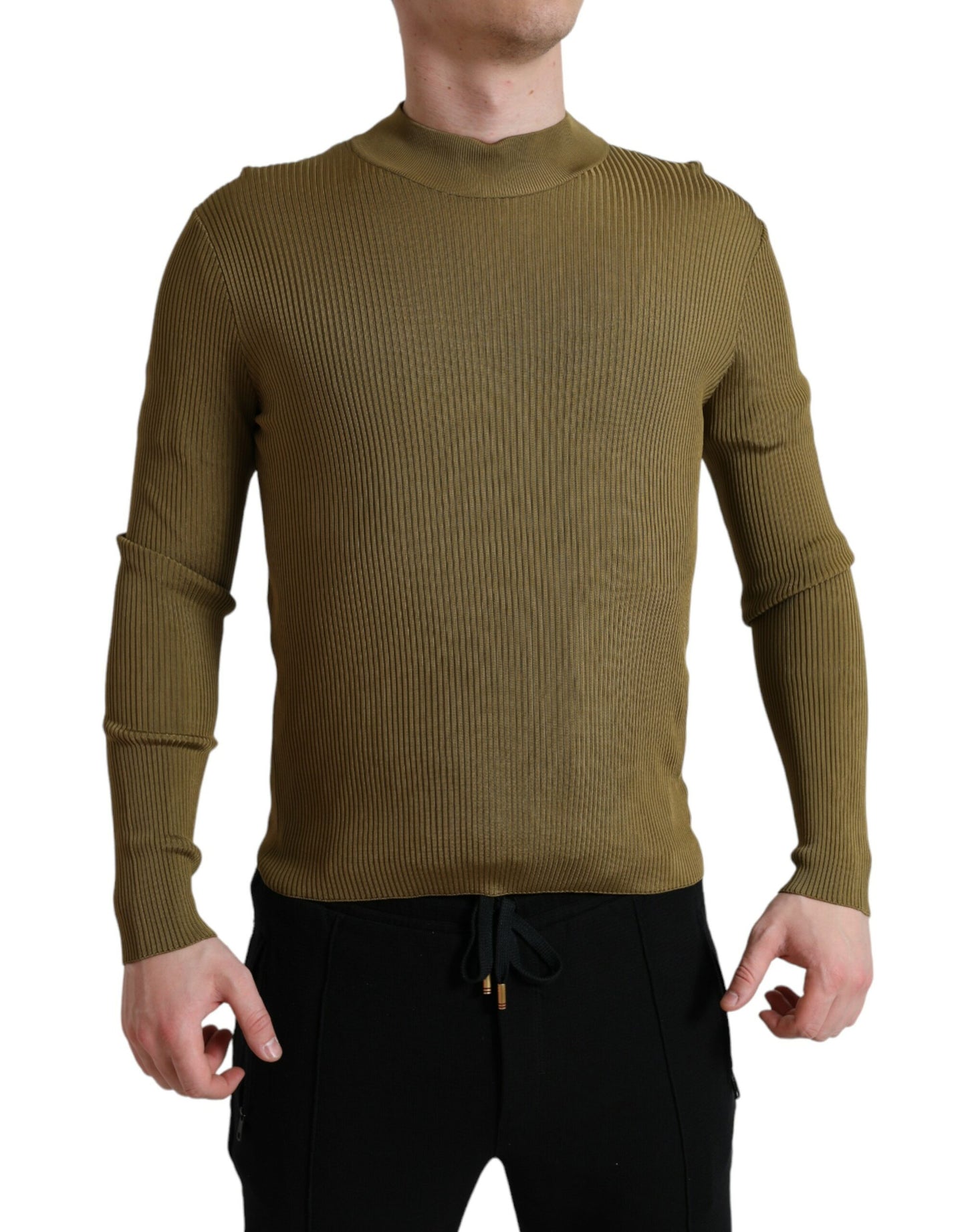 Dolce & Gabbana Army Green Viscose Crewneck Pullover Sweater Dolce & Gabbana