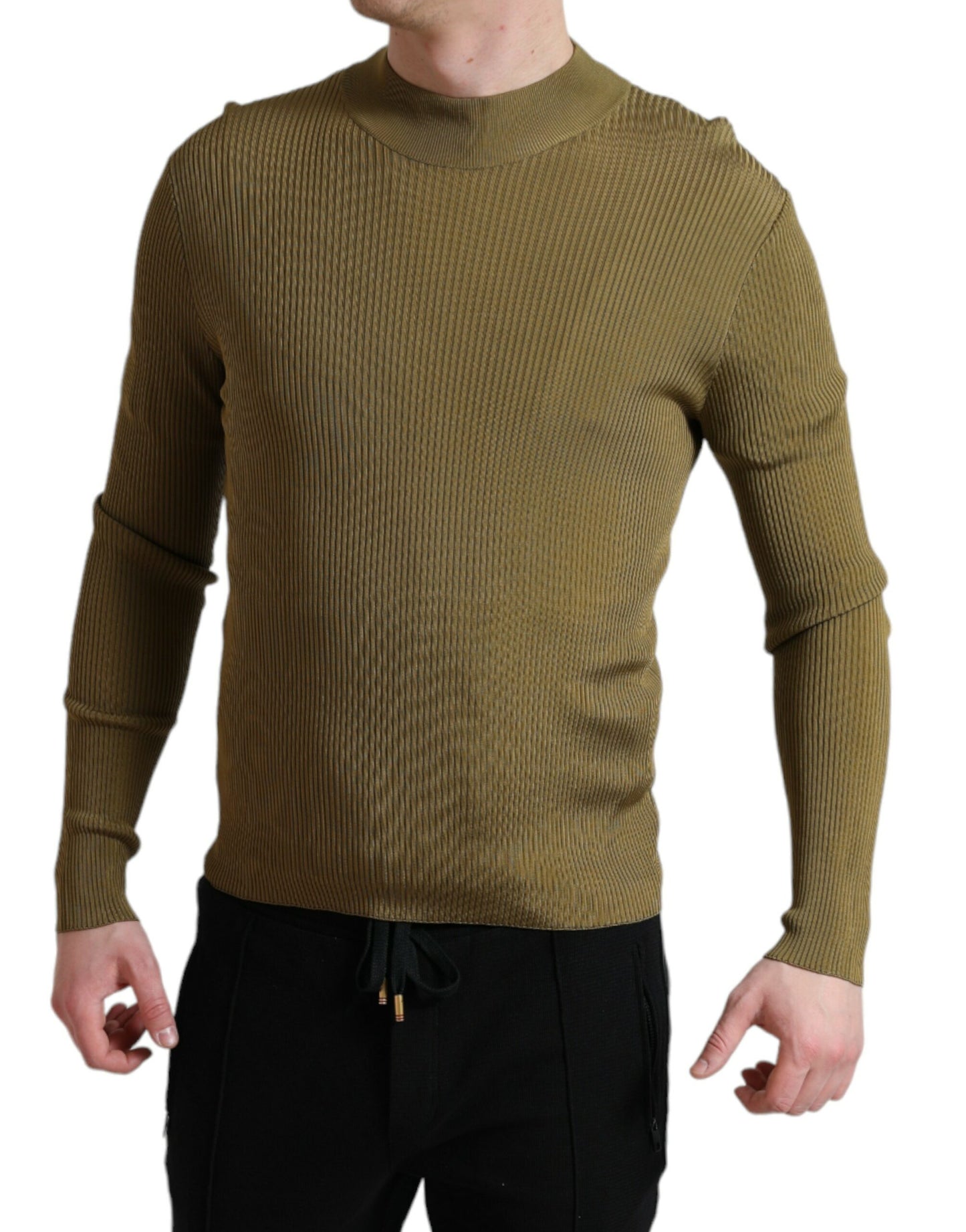 Dolce & Gabbana Army Green Viscose Crewneck Pullover Sweater Dolce & Gabbana