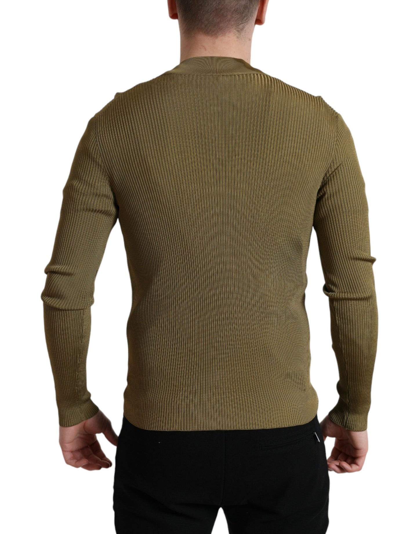 Dolce & Gabbana Army Green Viscose Crewneck Pullover Sweater Dolce & Gabbana