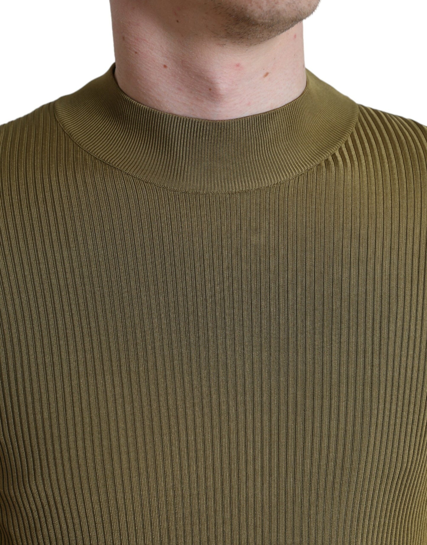 Dolce & Gabbana Army Green Viscose Crewneck Pullover Sweater Dolce & Gabbana