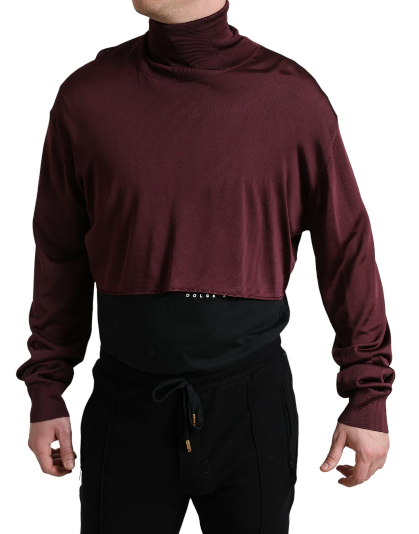 Dolce & Gabbana Maroon Viscose Turtleneck Pullover Sweater Dolce & Gabbana