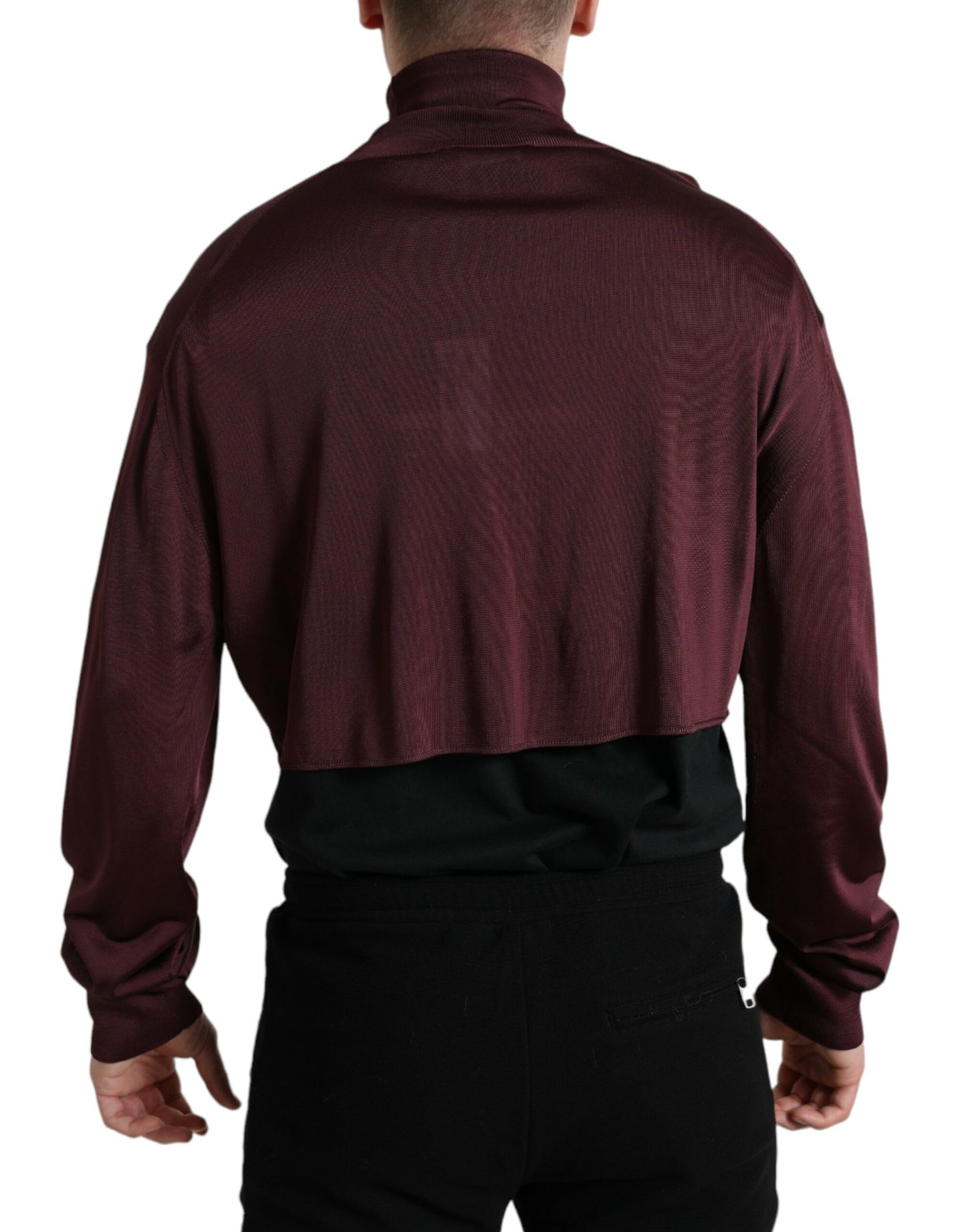 Dolce & Gabbana Maroon Viscose Turtleneck Pullover Sweater Dolce & Gabbana