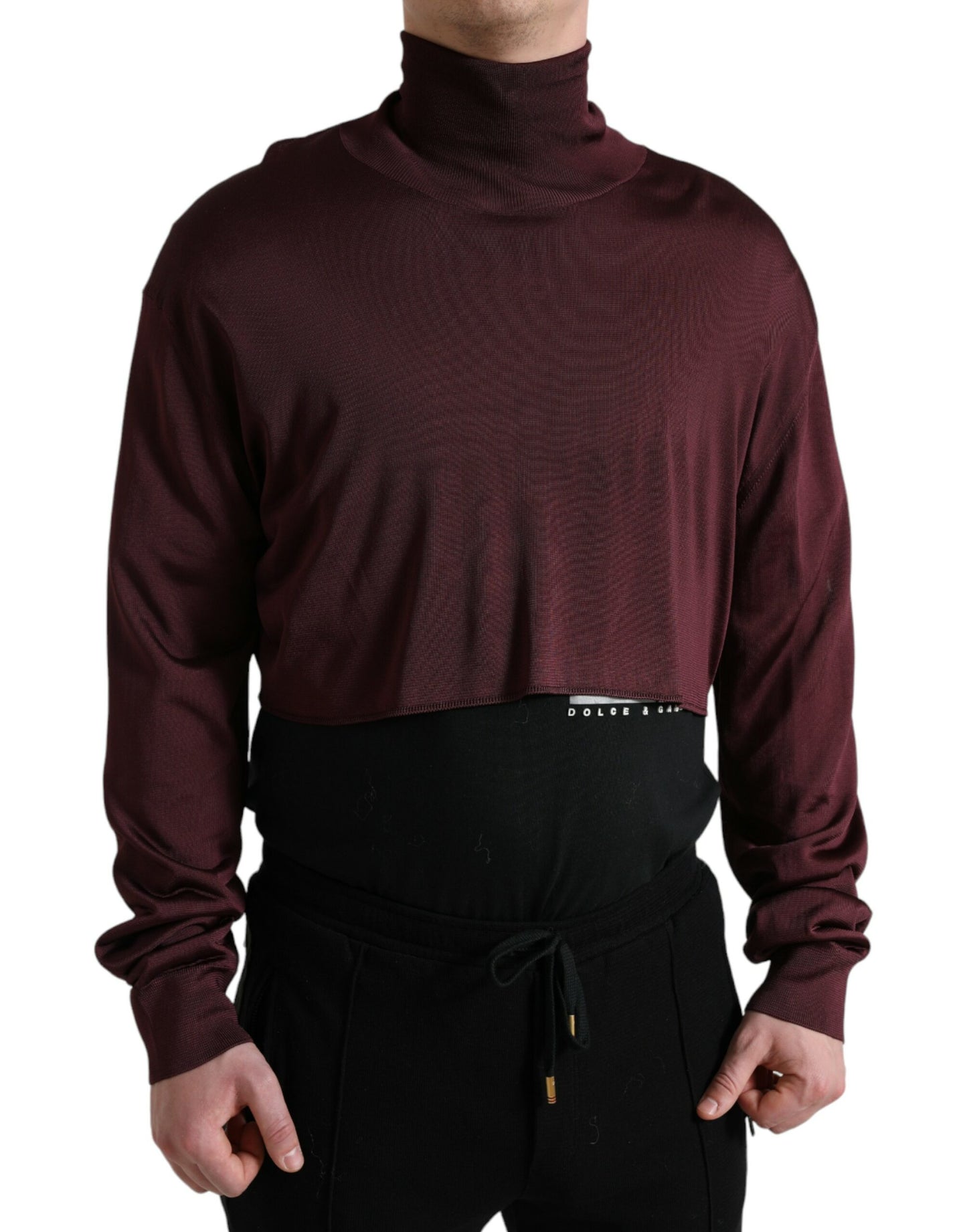 Dolce & Gabbana Maroon Viscose Turtleneck Pullover Sweater Dolce & Gabbana