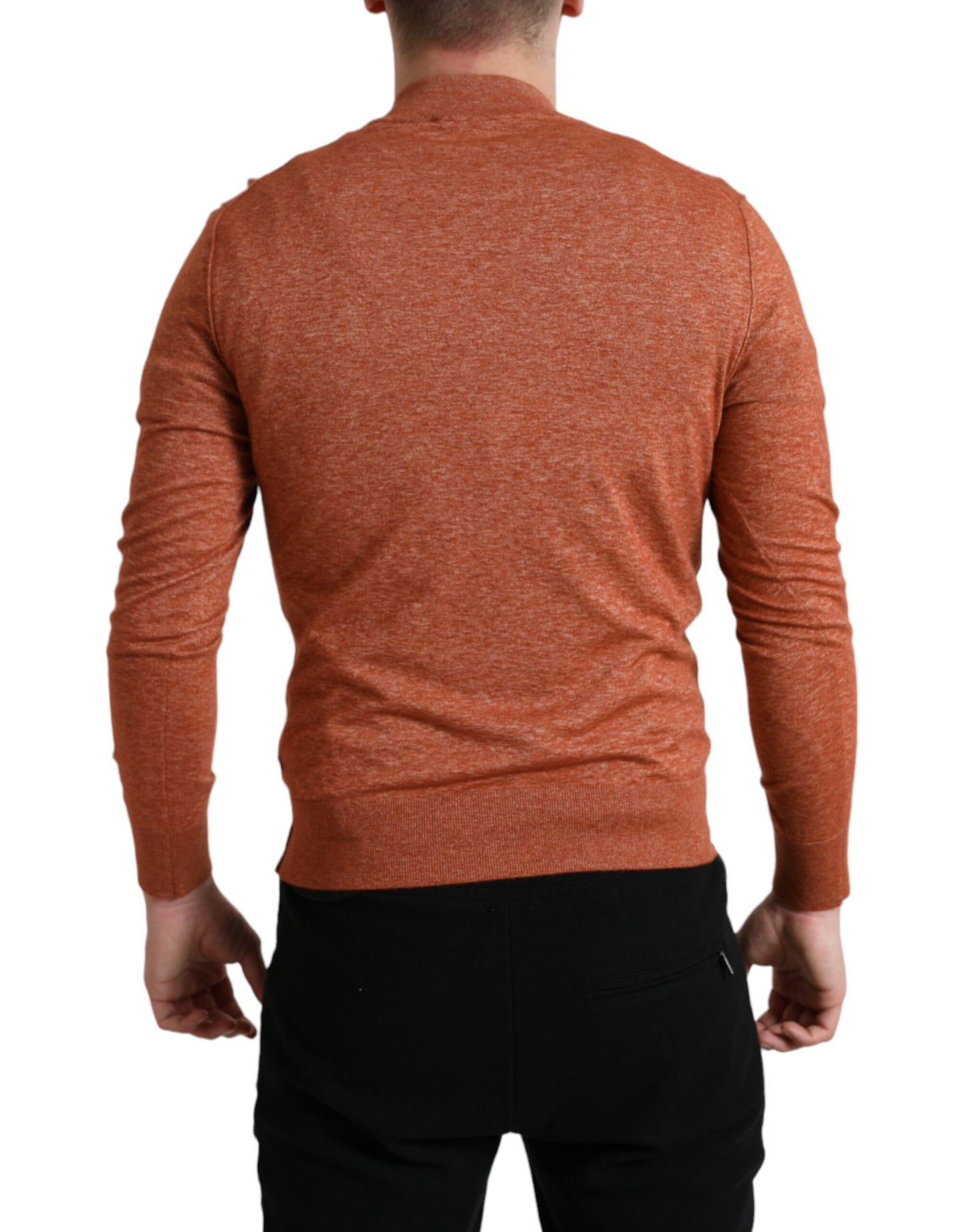 Dolce & Gabbana Orange Cashmere Crew Neck Pullover Sweater Dolce & Gabbana