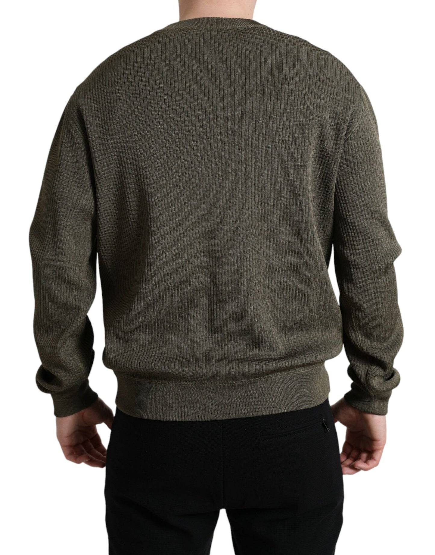 Dolce & Gabbana Green Viscose Crew Neck Men Pullover Sweater Dolce & Gabbana