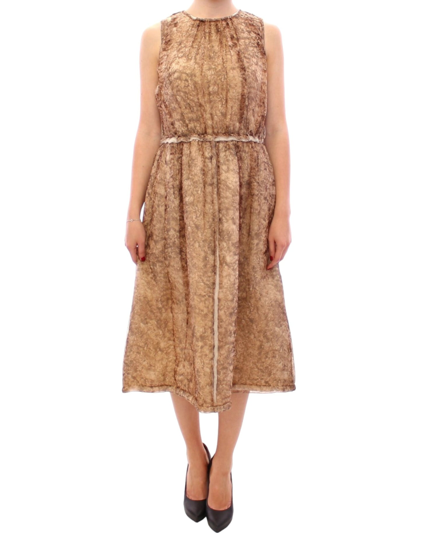 Dolce & Gabbana Brown sleeveless silk dress Dolce & Gabbana