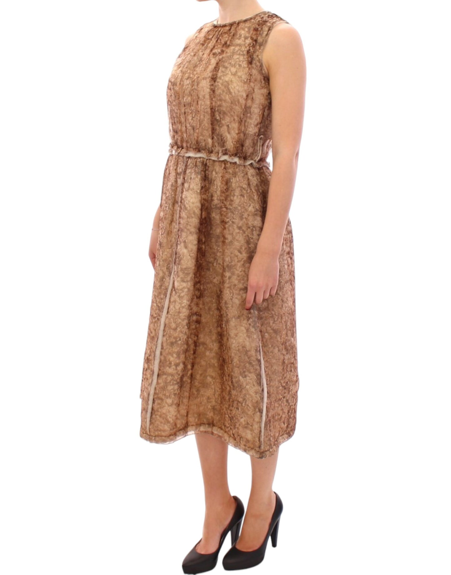 Dolce & Gabbana Brown sleeveless silk dress Dolce & Gabbana