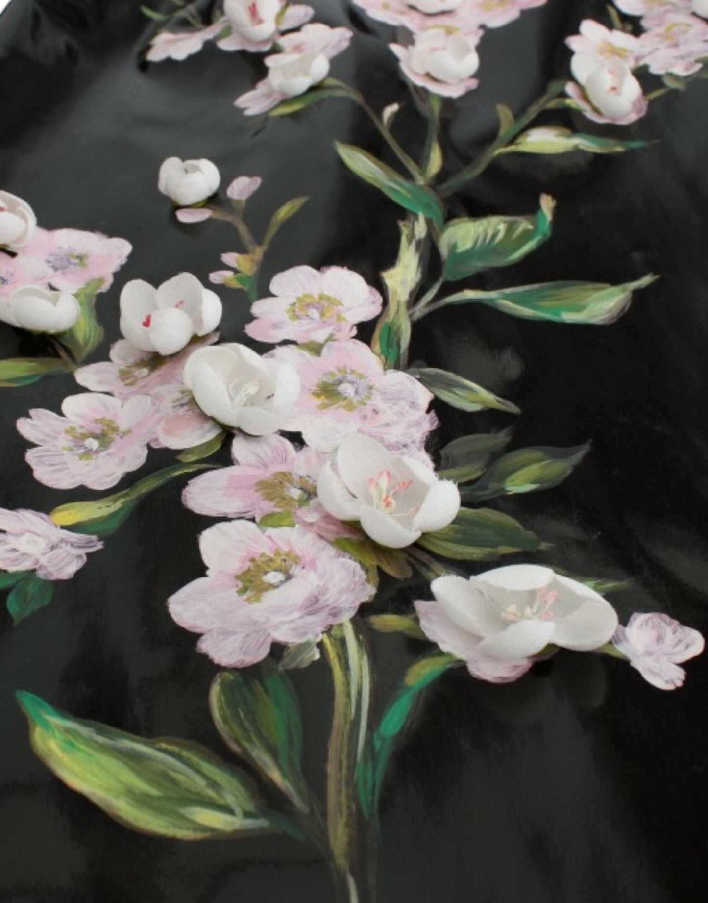 Dolce & Gabbana Black patent floral HANDPAINTED dress Dolce & Gabbana