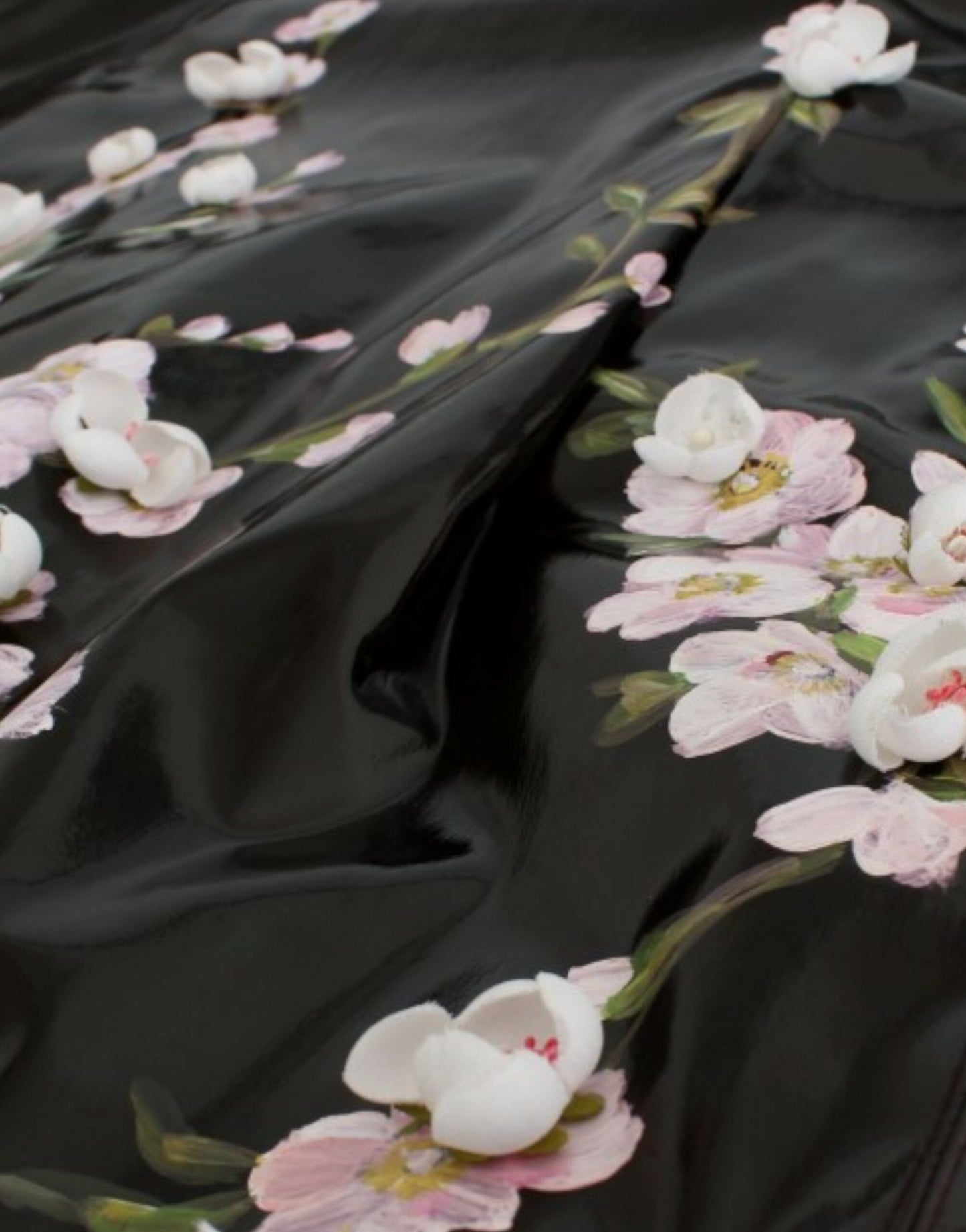 Dolce & Gabbana Black patent floral HANDPAINTED dress Dolce & Gabbana