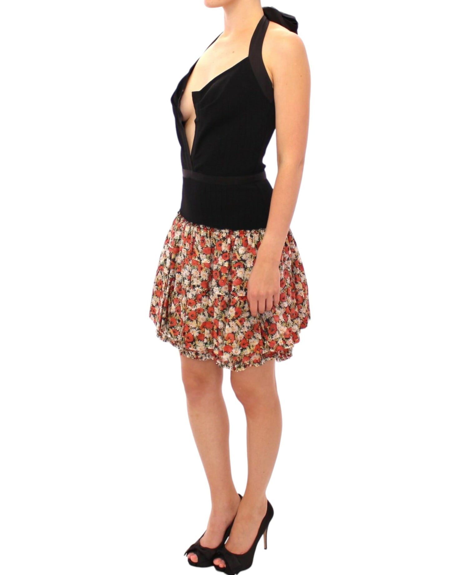 Dolce & Gabbana Multicolor floral bubble halterneck dress Dolce & Gabbana