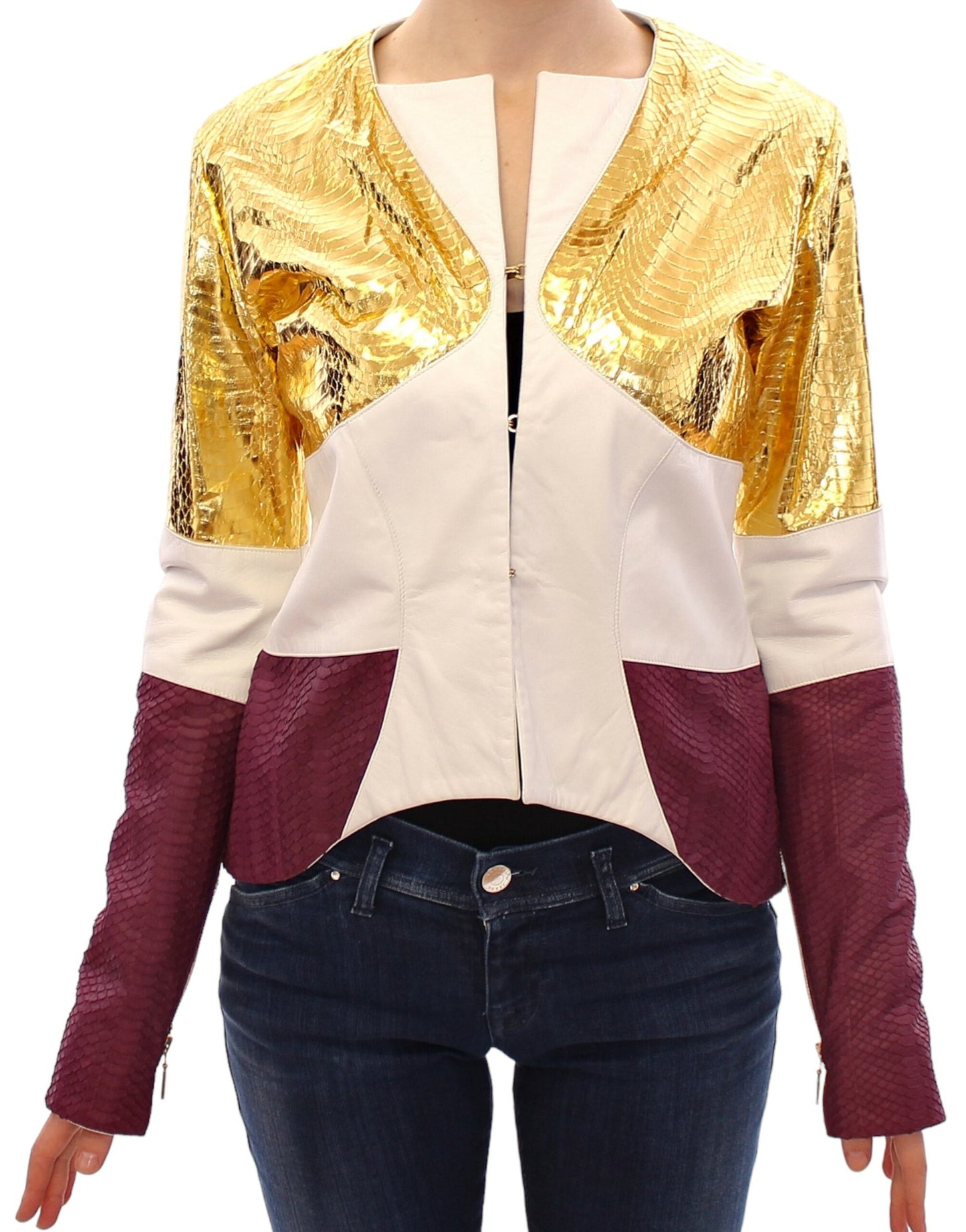 Vladimiro Gioia White Gold Purple Leather Jacket Vladimiro Gioia