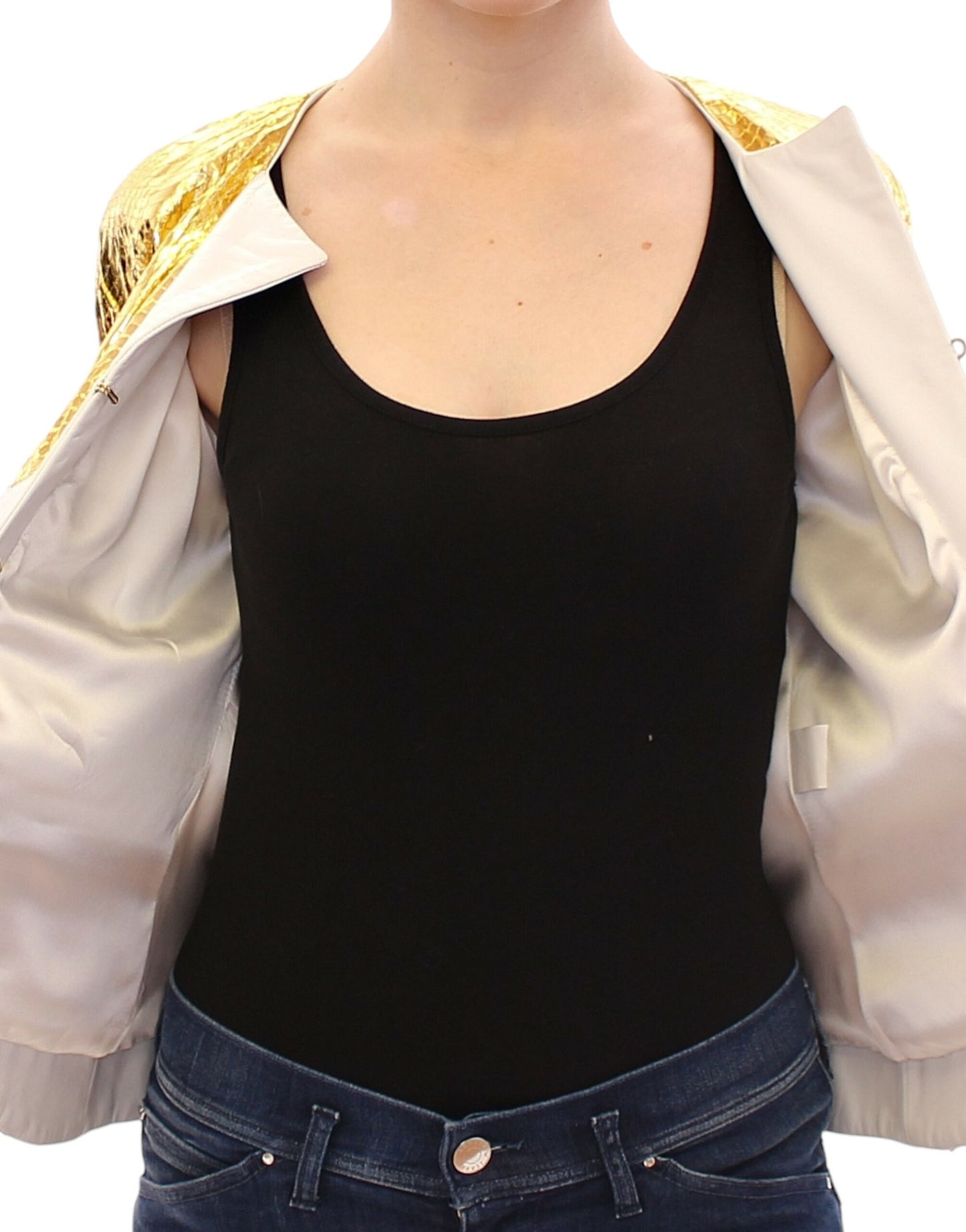 Vladimiro Gioia White Gold Purple Leather Jacket Vladimiro Gioia