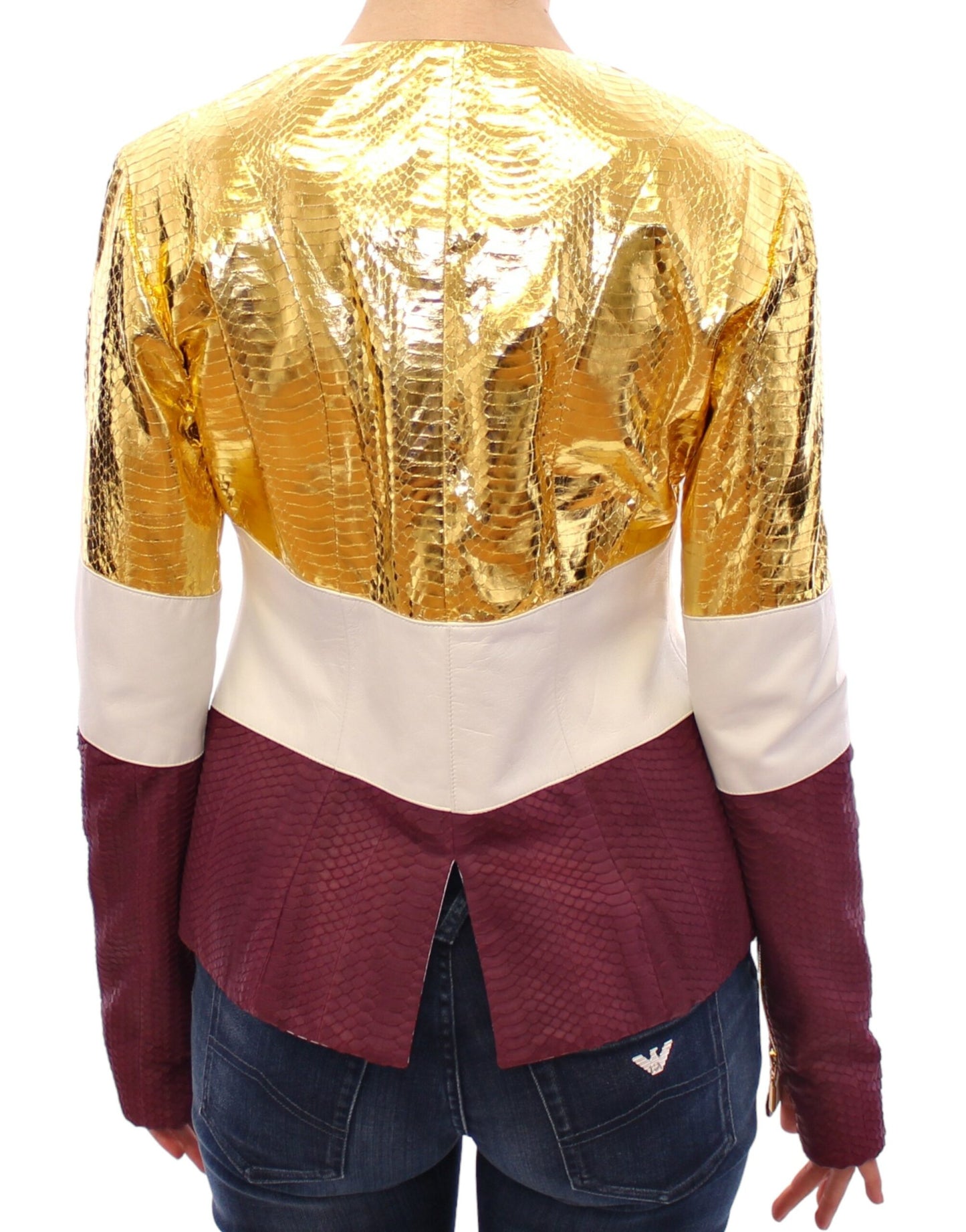 Vladimiro Gioia White Gold Purple Leather Jacket Vladimiro Gioia