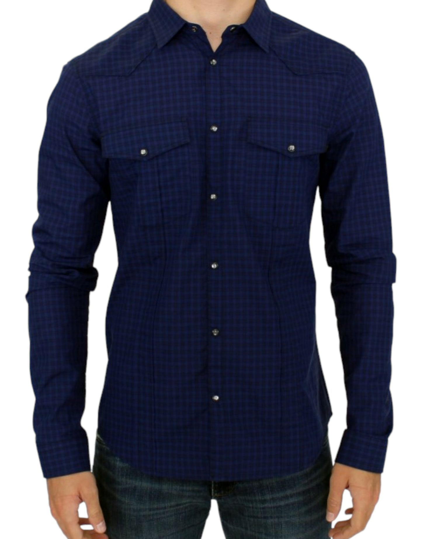 Costume National Blue checkered cotton shirt Costume National