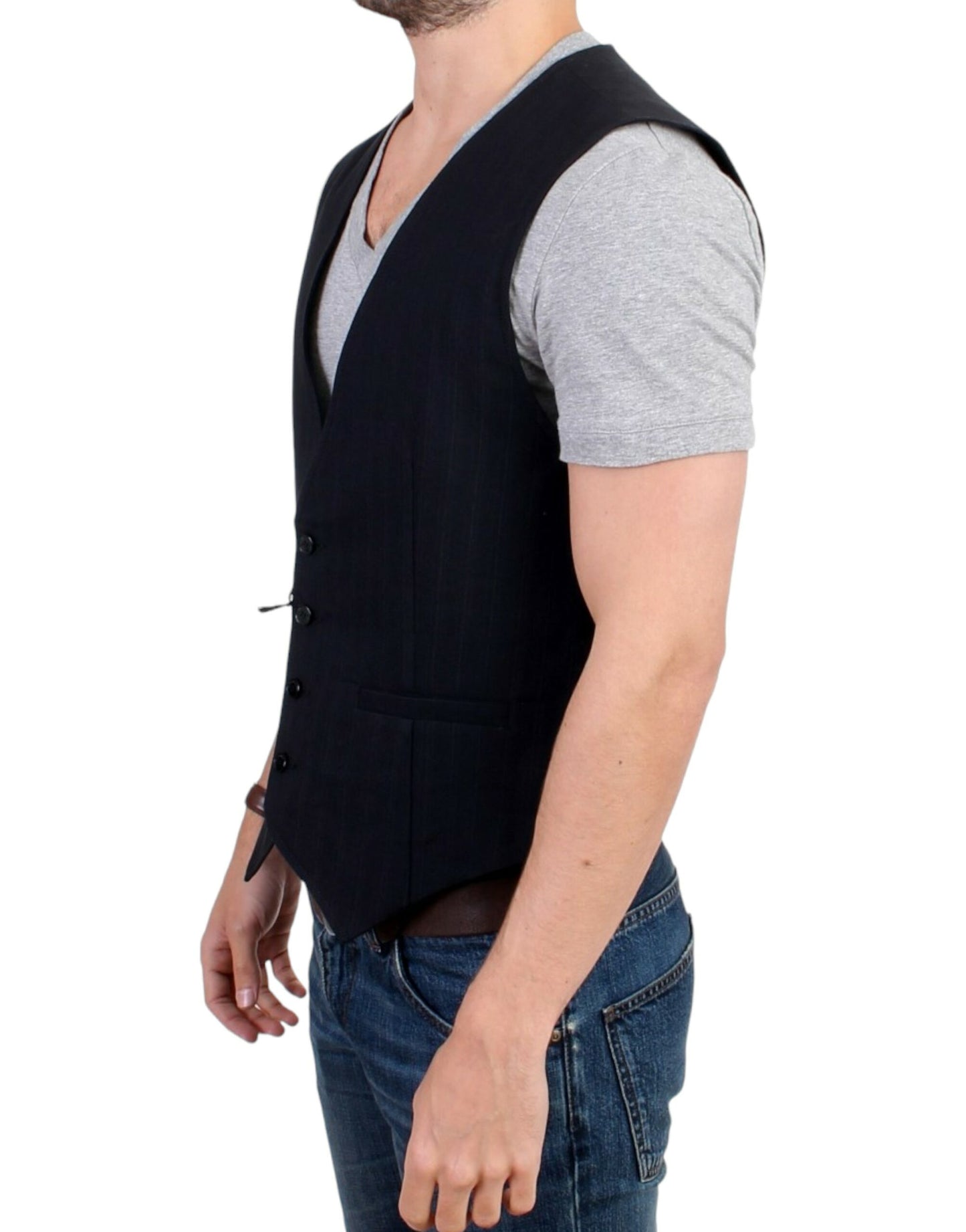 Costume National Black striped cotton casual vest Costume National