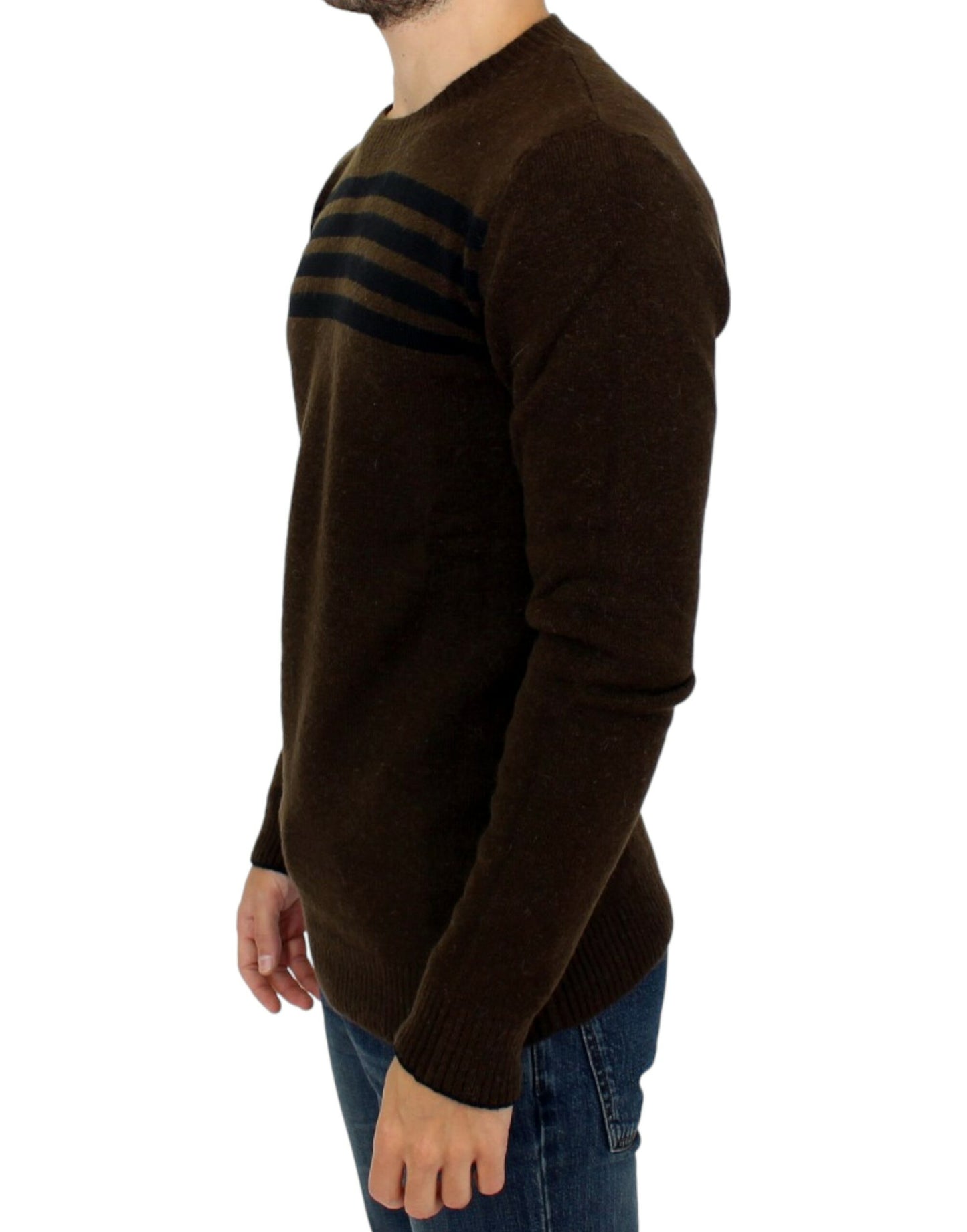 Costume National Brown striped crewneck sweater Costume National