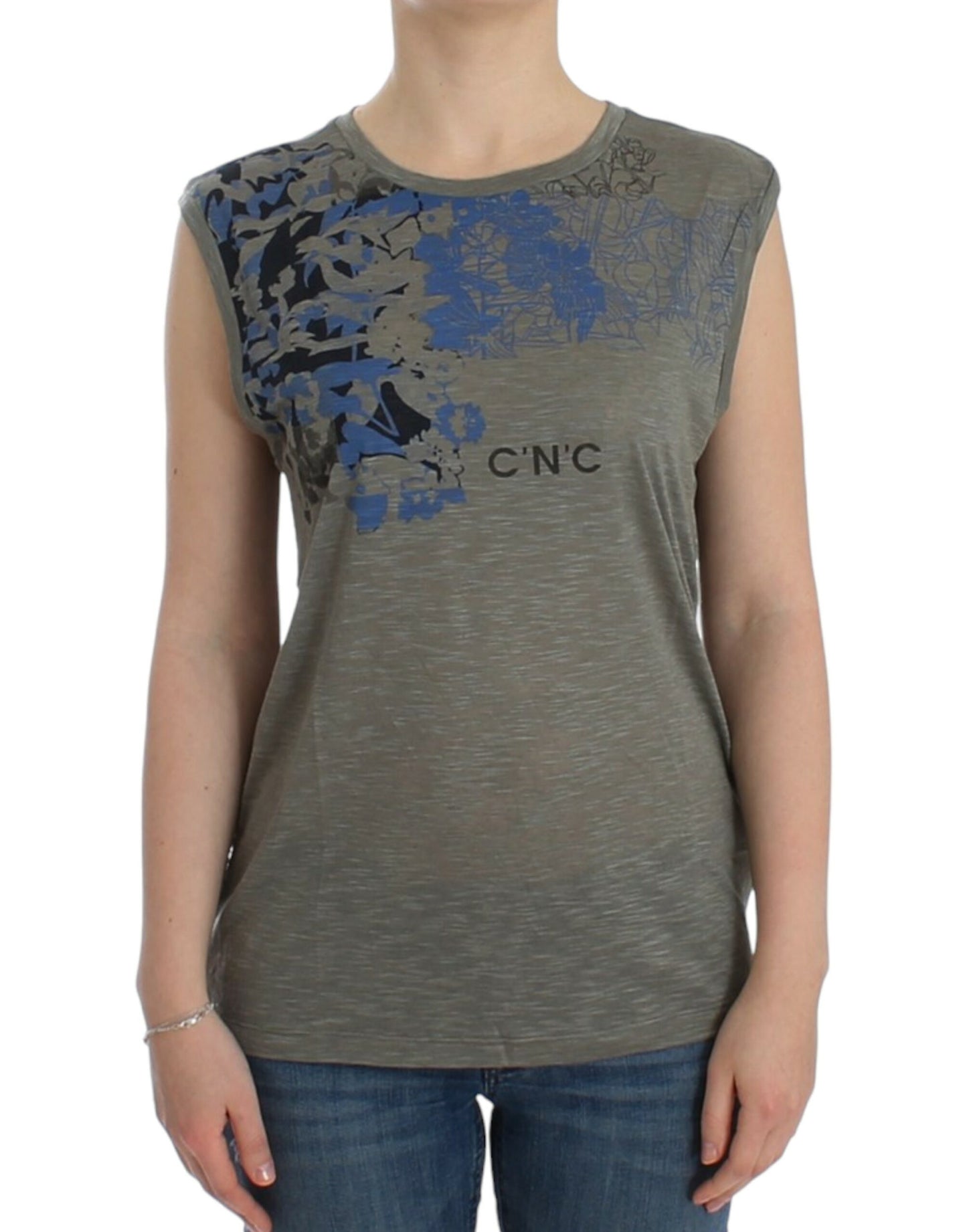 Costume National Gray print sleeveless t-shirt Costume National