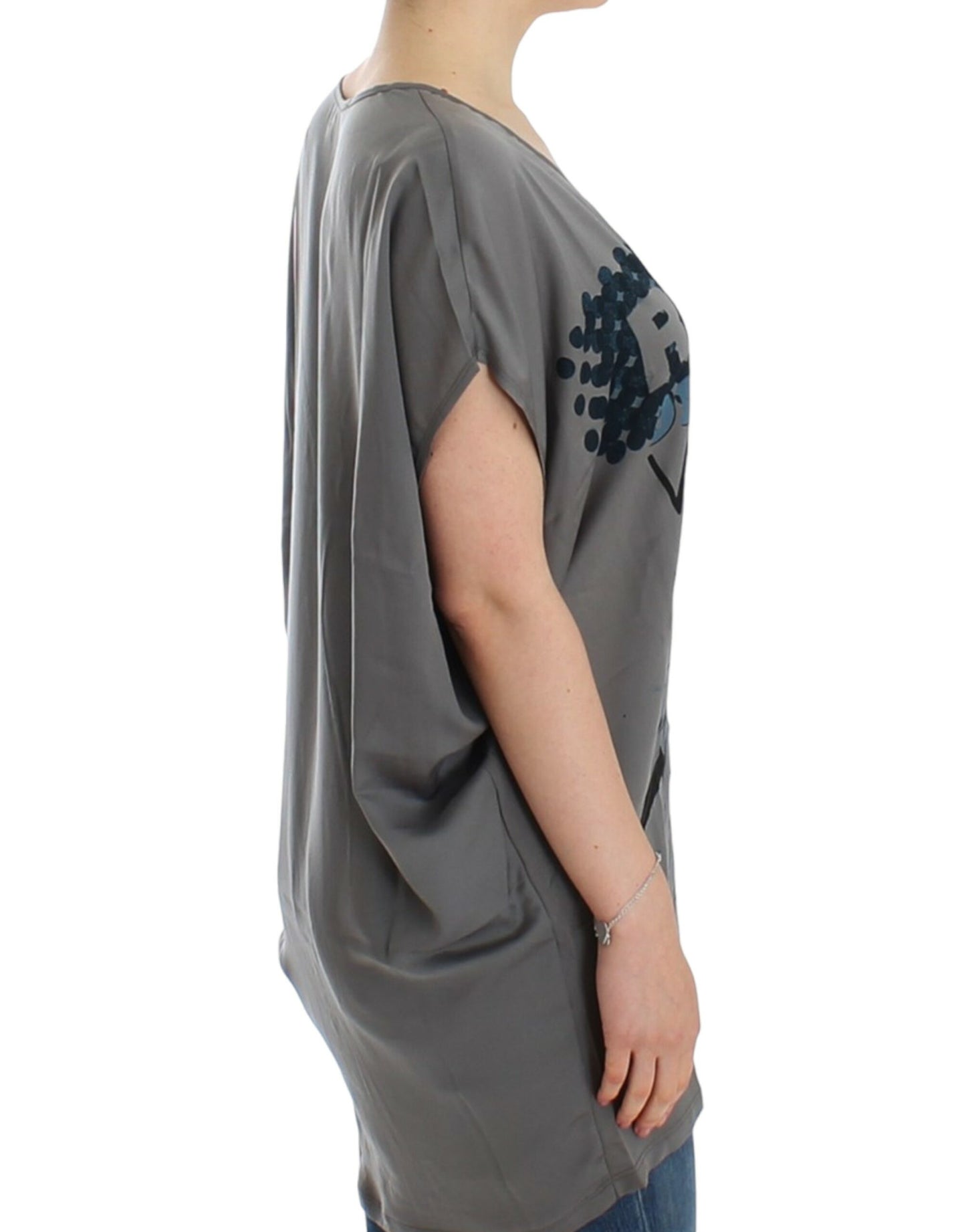 Costume National Gray V-neck long t-shirt Costume National