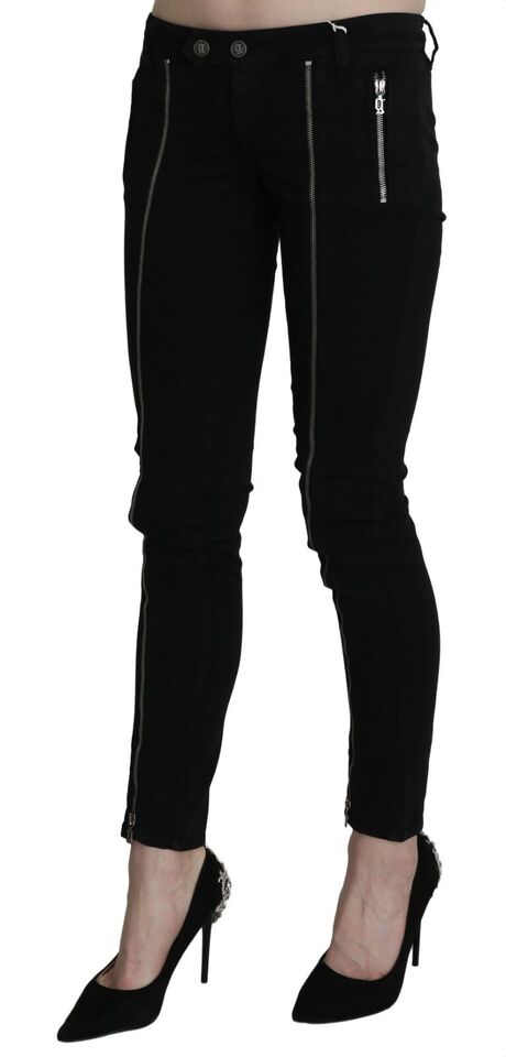 Dolce & Gabbana Black Low Waist Zipper Cropped Skinny Denim Pants Dolce & Gabbana