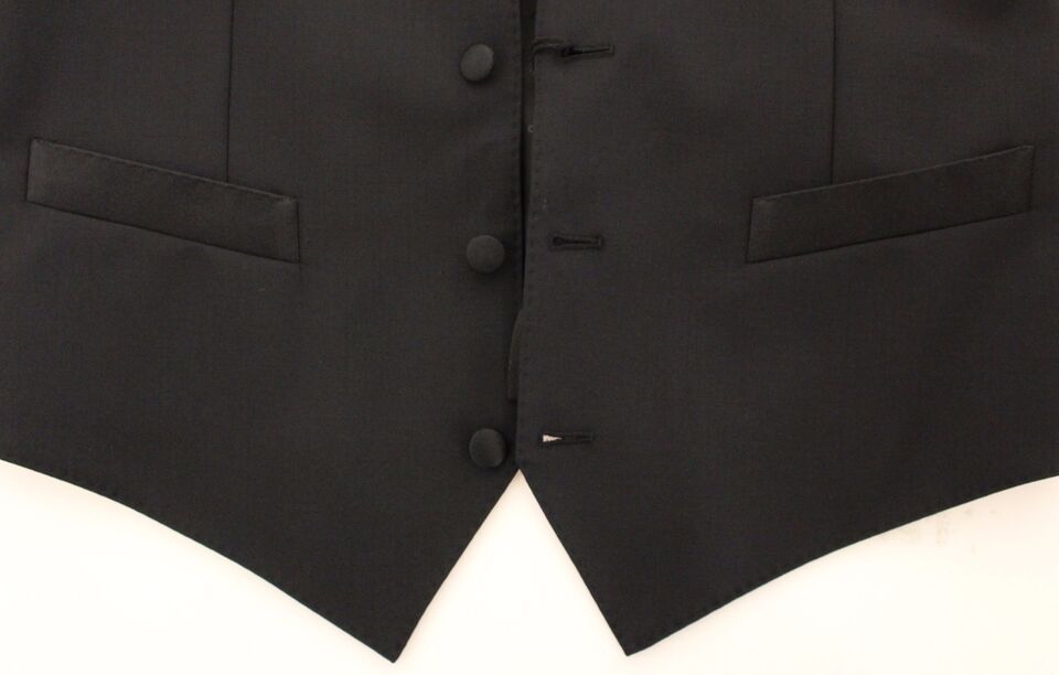 Dolce & Gabbana Black Wool Silk Stretch Dress Vest Blazer Dolce & Gabbana