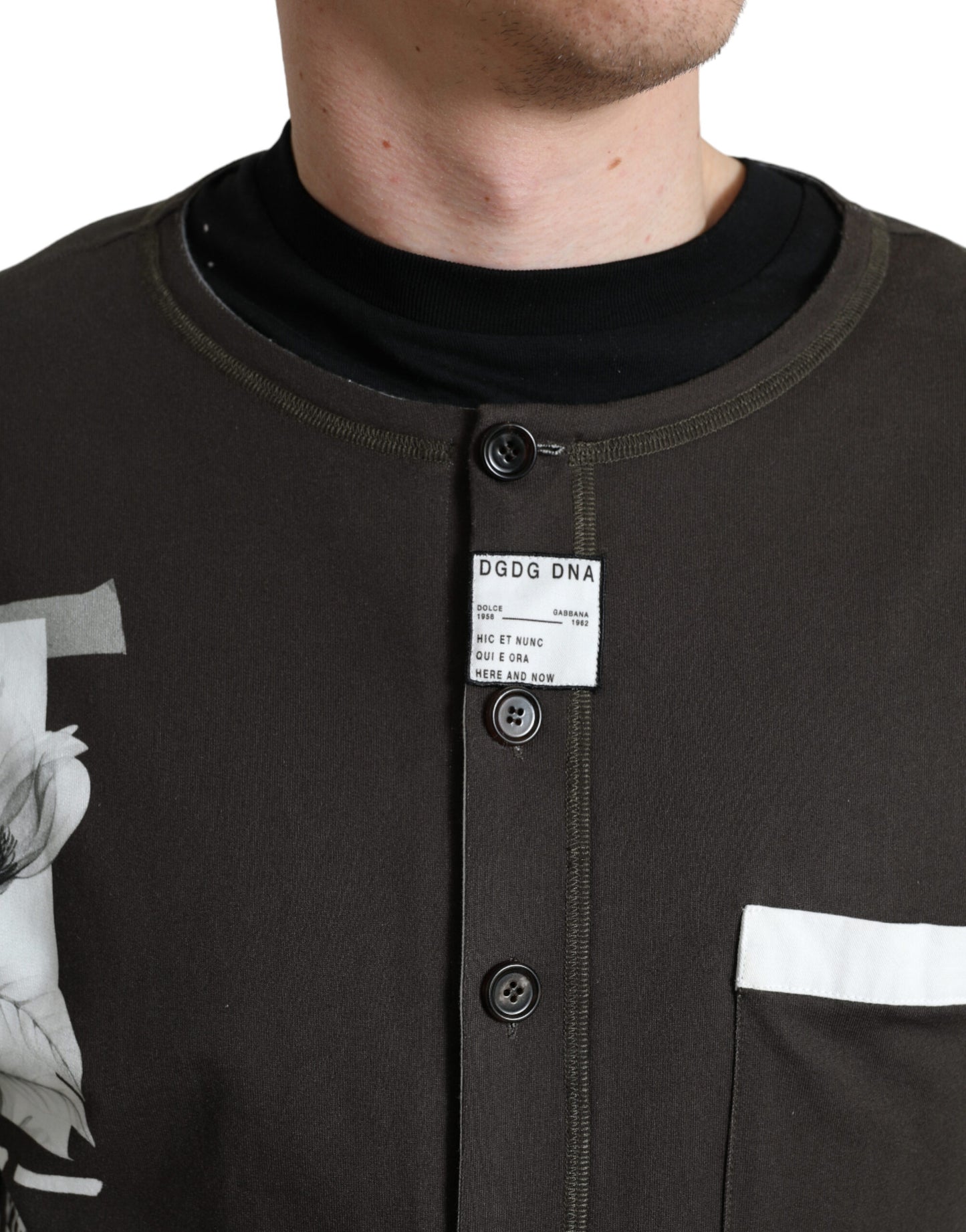 Dolce & Gabbana Dark Gray Cotton Button Down Pullover Sweater Dolce & Gabbana