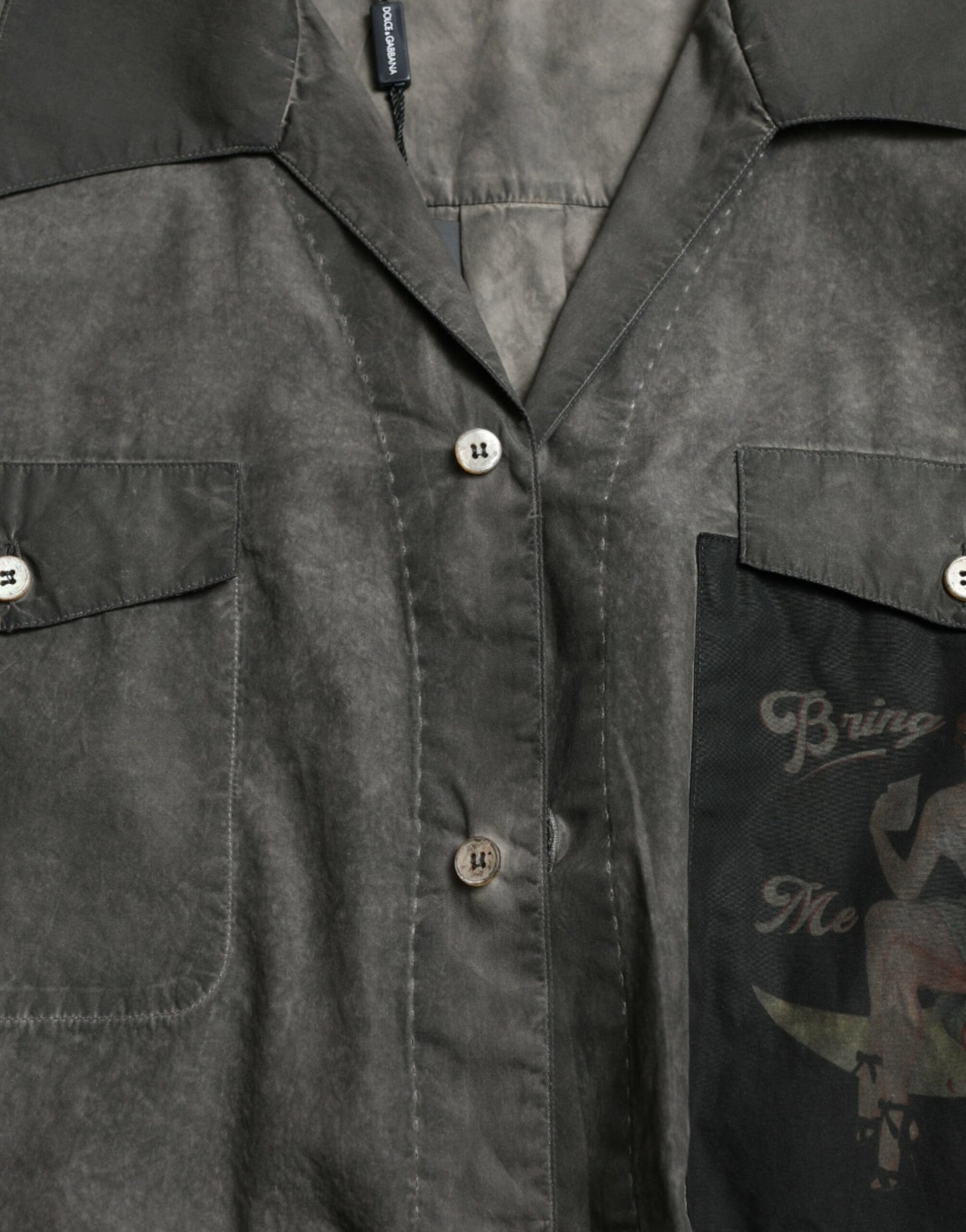Dolce & Gabbana Dark Gray Cotton Collared Long Sleeves Shirt Dolce & Gabbana