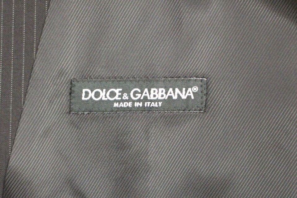 Dolce & Gabbana Black Striped Wool Single Breasted Vest Dolce & Gabbana