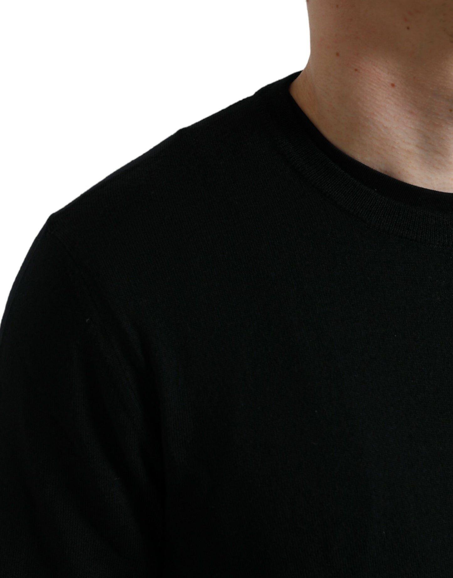 Dolce & Gabbana Black Wool Round Neck Pullover Sweater Dolce & Gabbana