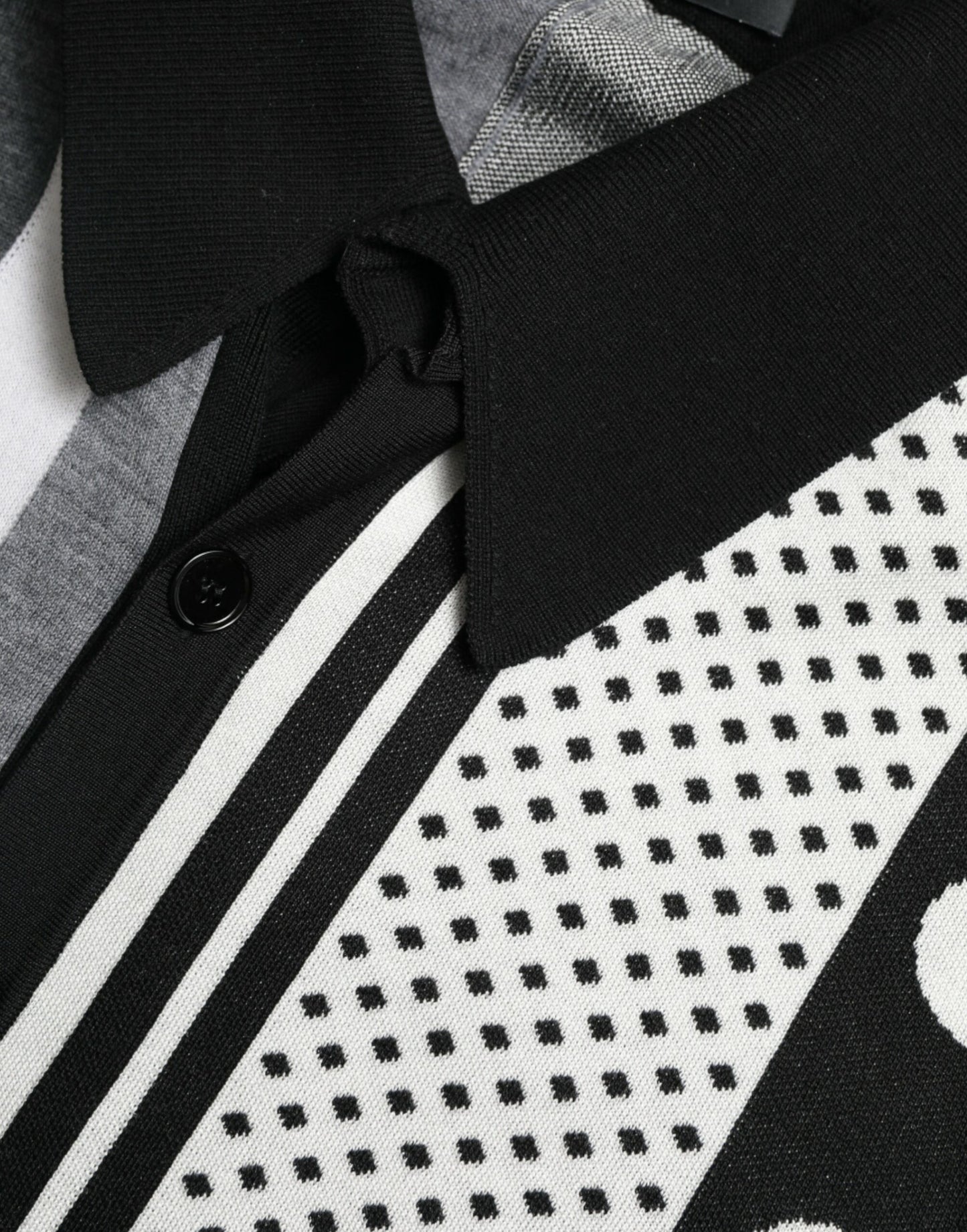 Dolce & Gabbana Black White Jumper Cardigan Polo Sweater Dolce & Gabbana