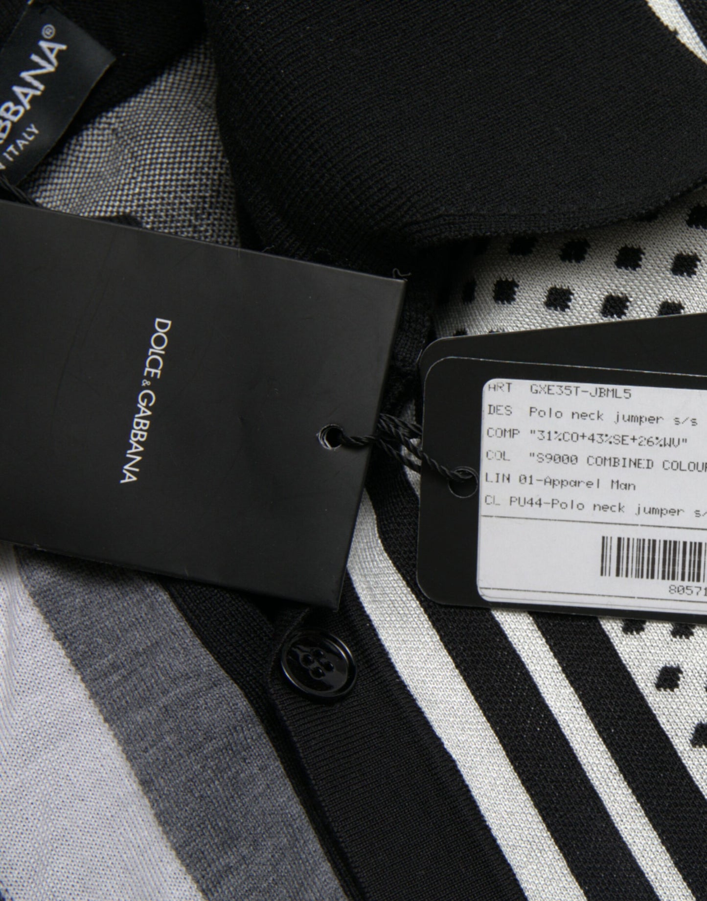 Dolce & Gabbana Black White Jumper Cardigan Polo Sweater Dolce & Gabbana