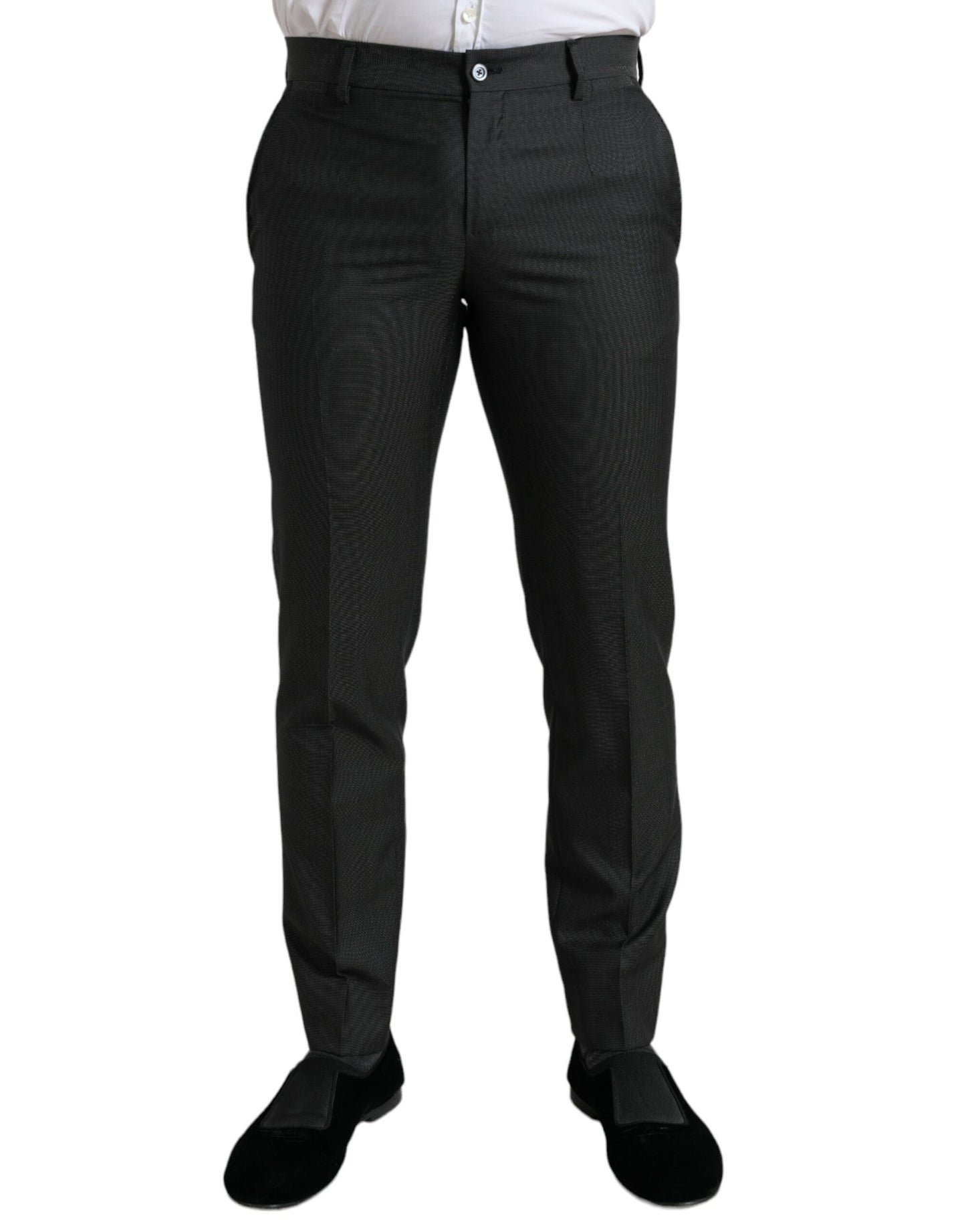 Dolce & Gabbana Dark Gray Stretch Slim Formal Pants Dolce & Gabbana