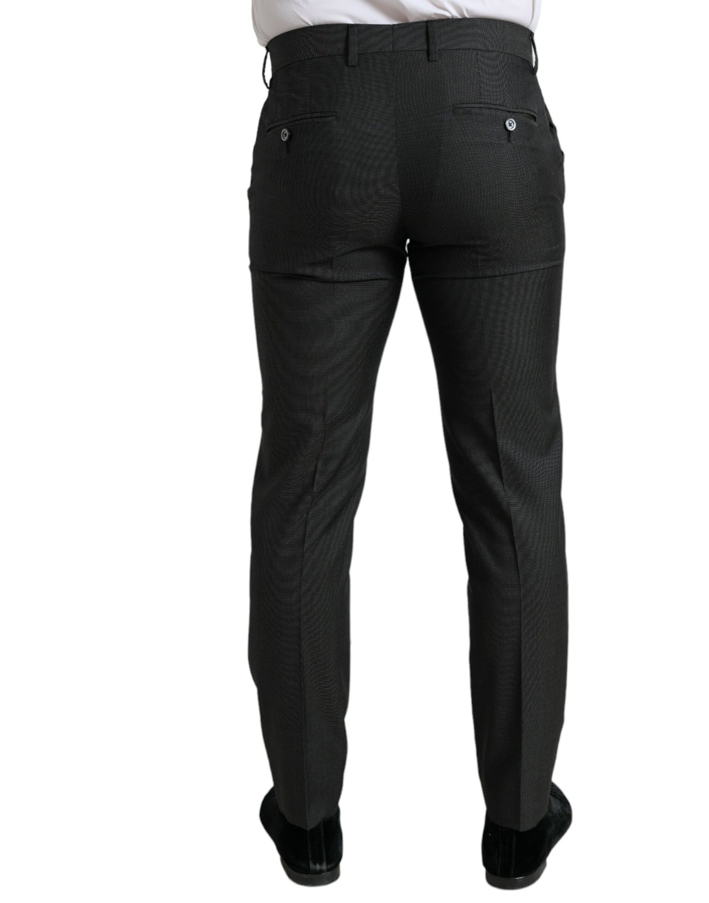Dolce & Gabbana Dark Gray Stretch Slim Formal Pants Dolce & Gabbana