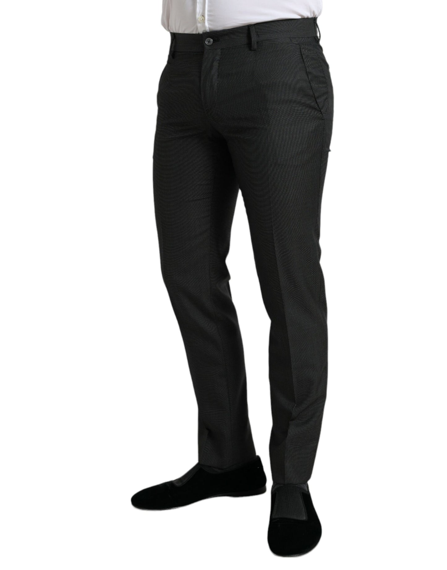 Dolce & Gabbana Dark Gray Stretch Slim Formal Pants Dolce & Gabbana
