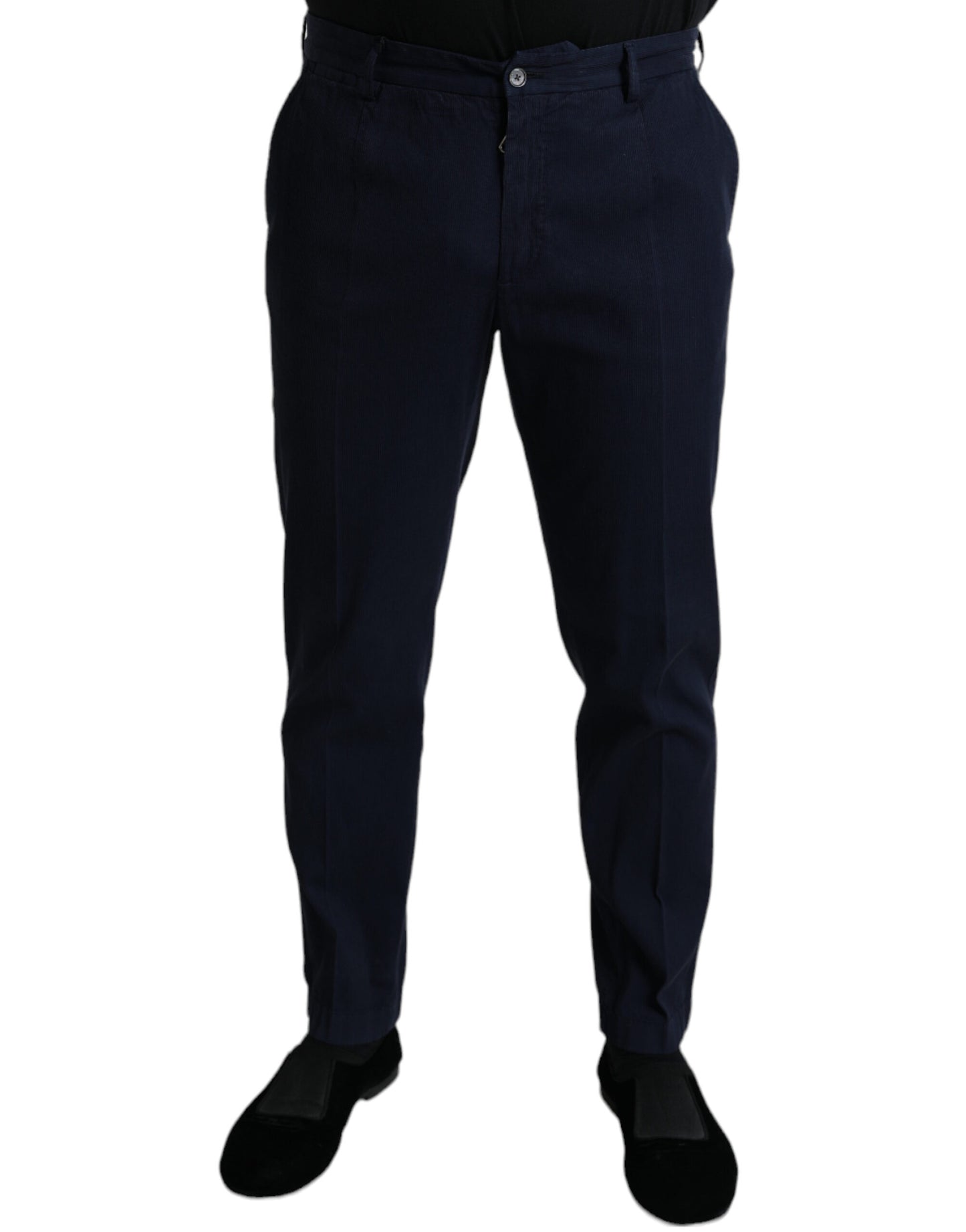 Dolce & Gabbana Dark Blue Cotton Stretch Slim Fit Dress Pants Dolce & Gabbana