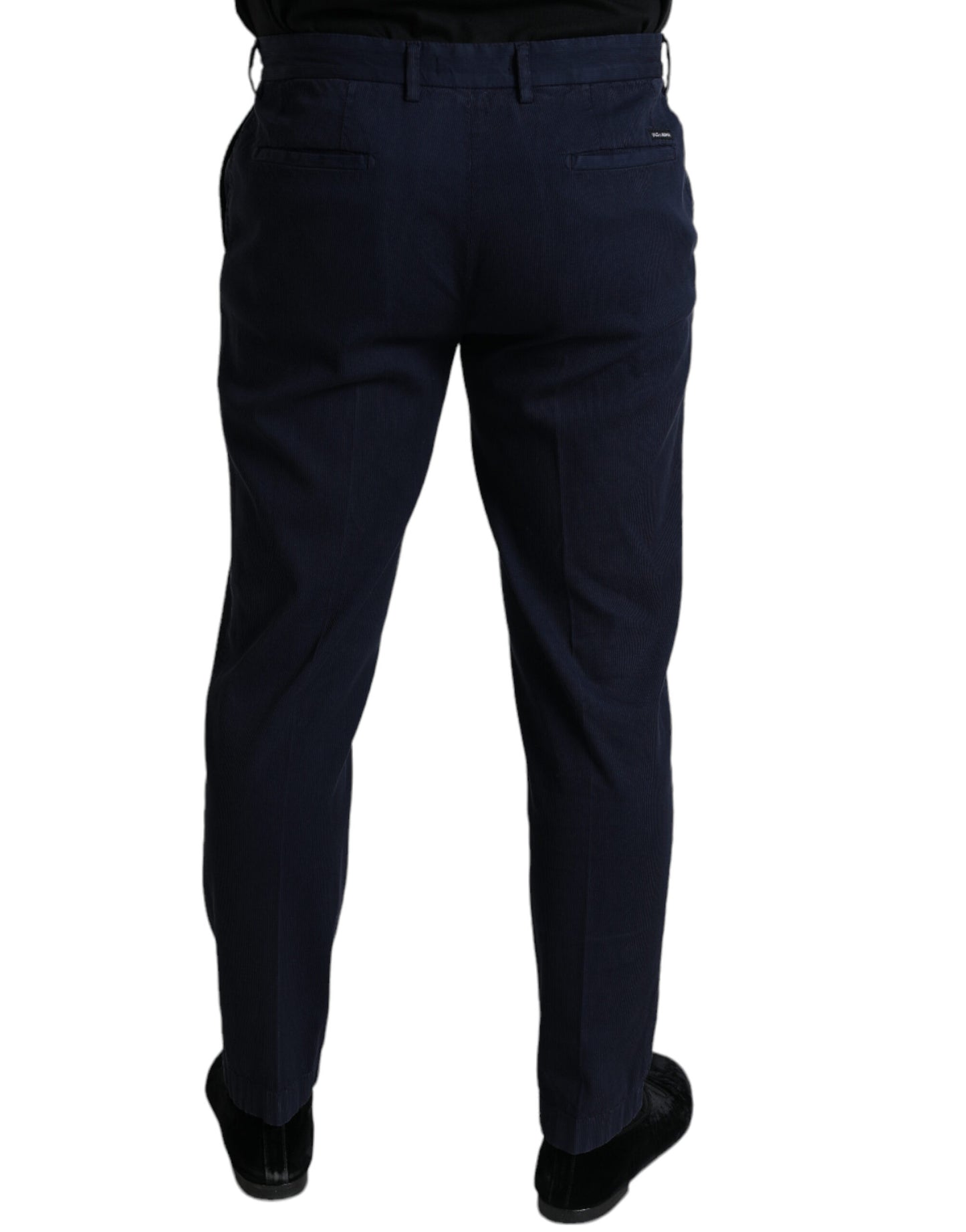 Dolce & Gabbana Dark Blue Cotton Stretch Slim Fit Dress Pants Dolce & Gabbana
