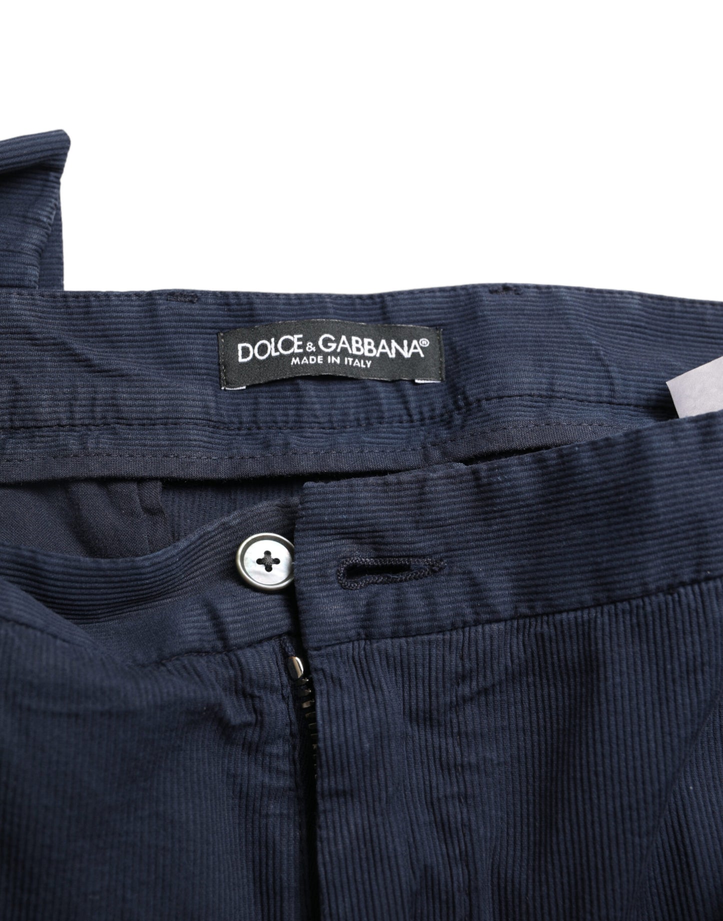 Dolce & Gabbana Dark Blue Cotton Stretch Slim Fit Dress Pants Dolce & Gabbana