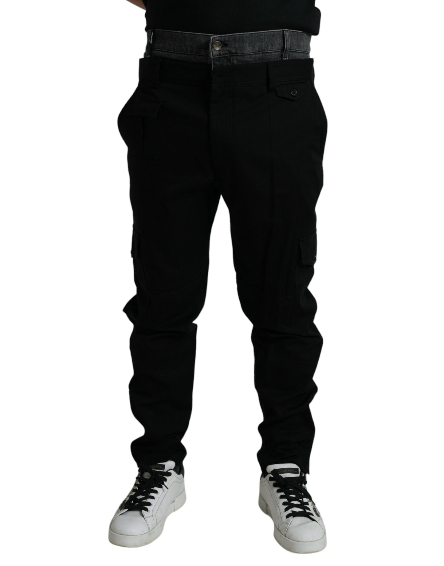 Dolce & Gabbana Black Gray slim Cotton Denim Jeans Dolce & Gabbana