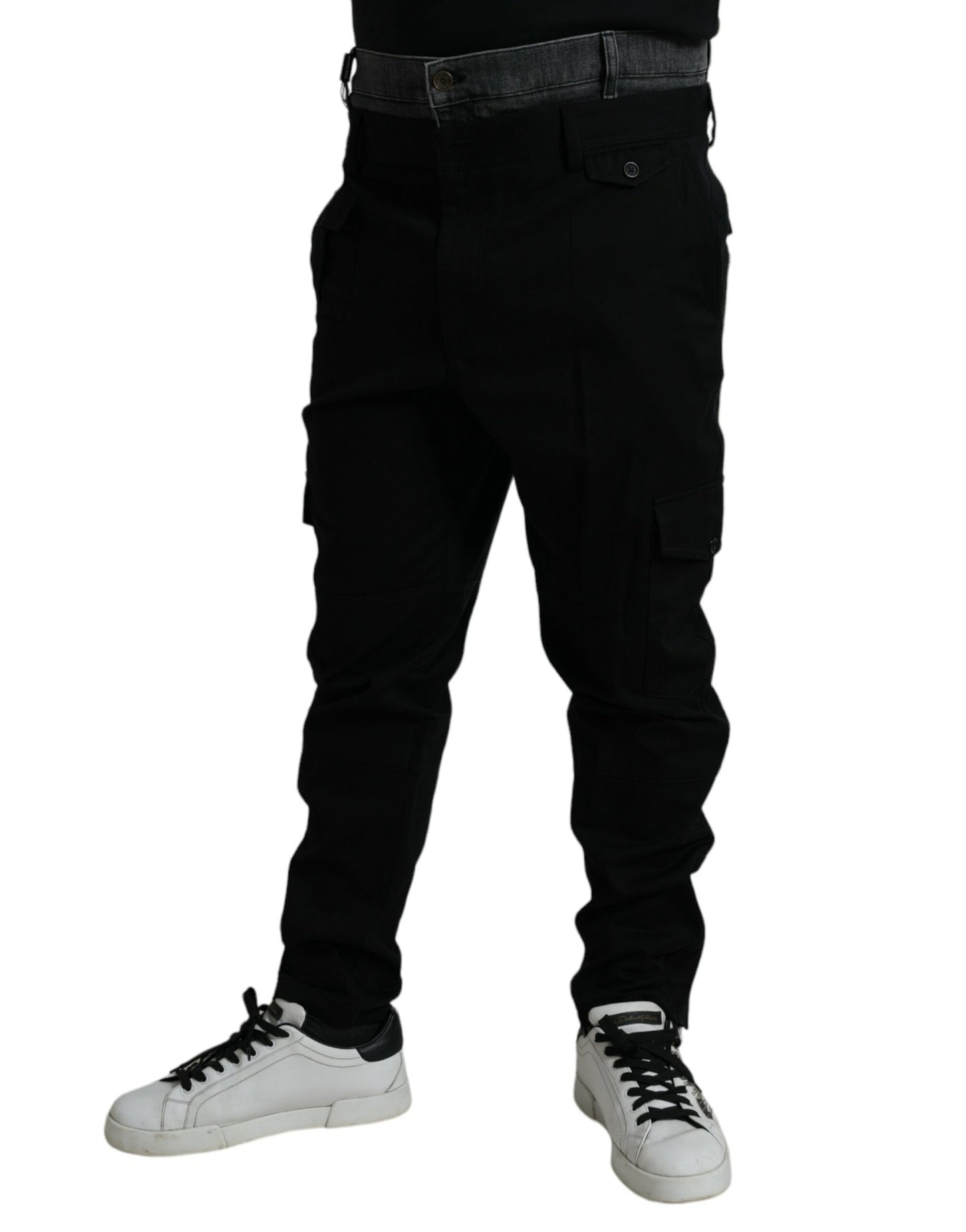 Dolce & Gabbana Black Gray slim Cotton Denim Jeans Dolce & Gabbana