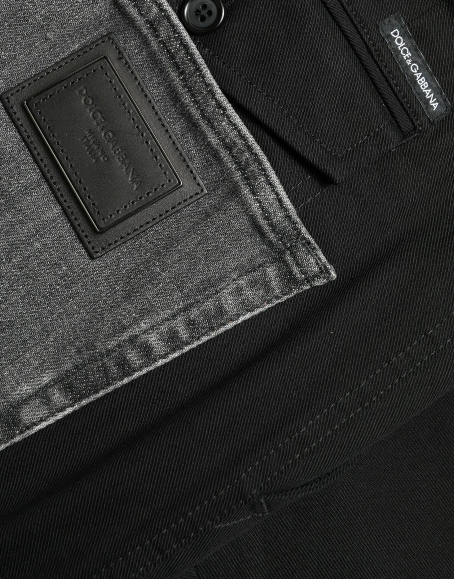 Dolce & Gabbana Black Gray slim Cotton Denim Jeans Dolce & Gabbana